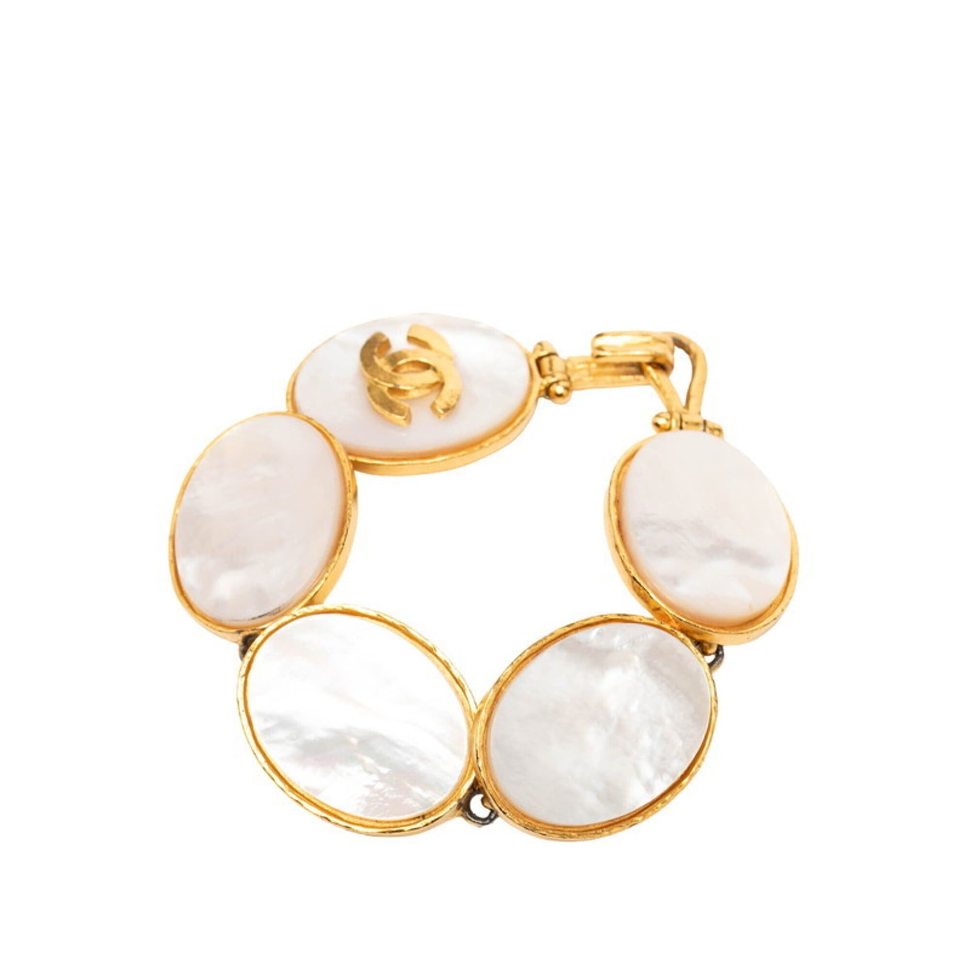 Chanel Chanel Coco Mark Bangle, Gold and White Plated, Women's CHANEL Size ONE SIZE - 2 Thumbnail