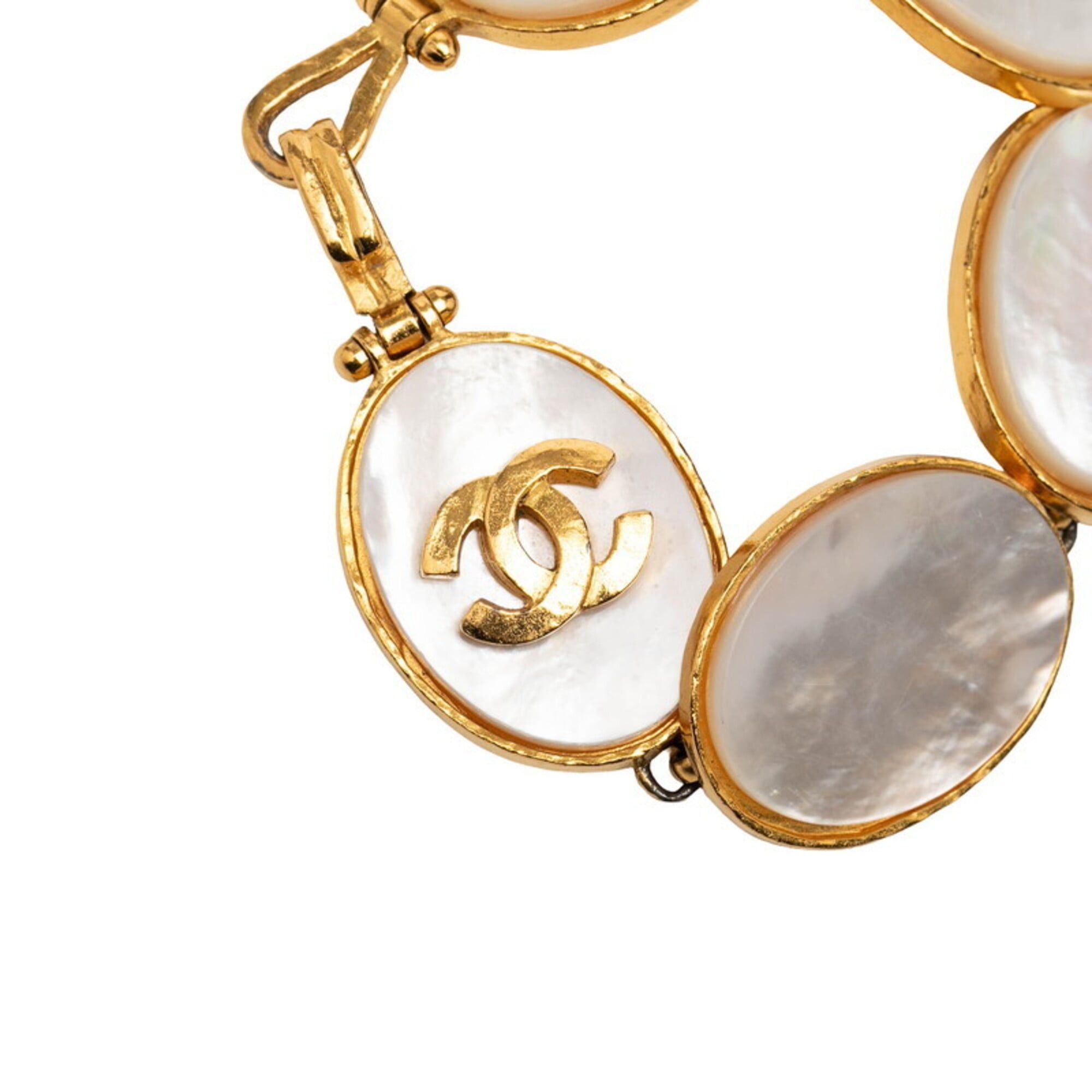 Chanel Chanel Coco Mark Bangle, Gold and White Plated, Women's CHANEL Size ONE SIZE - 4 Thumbnail