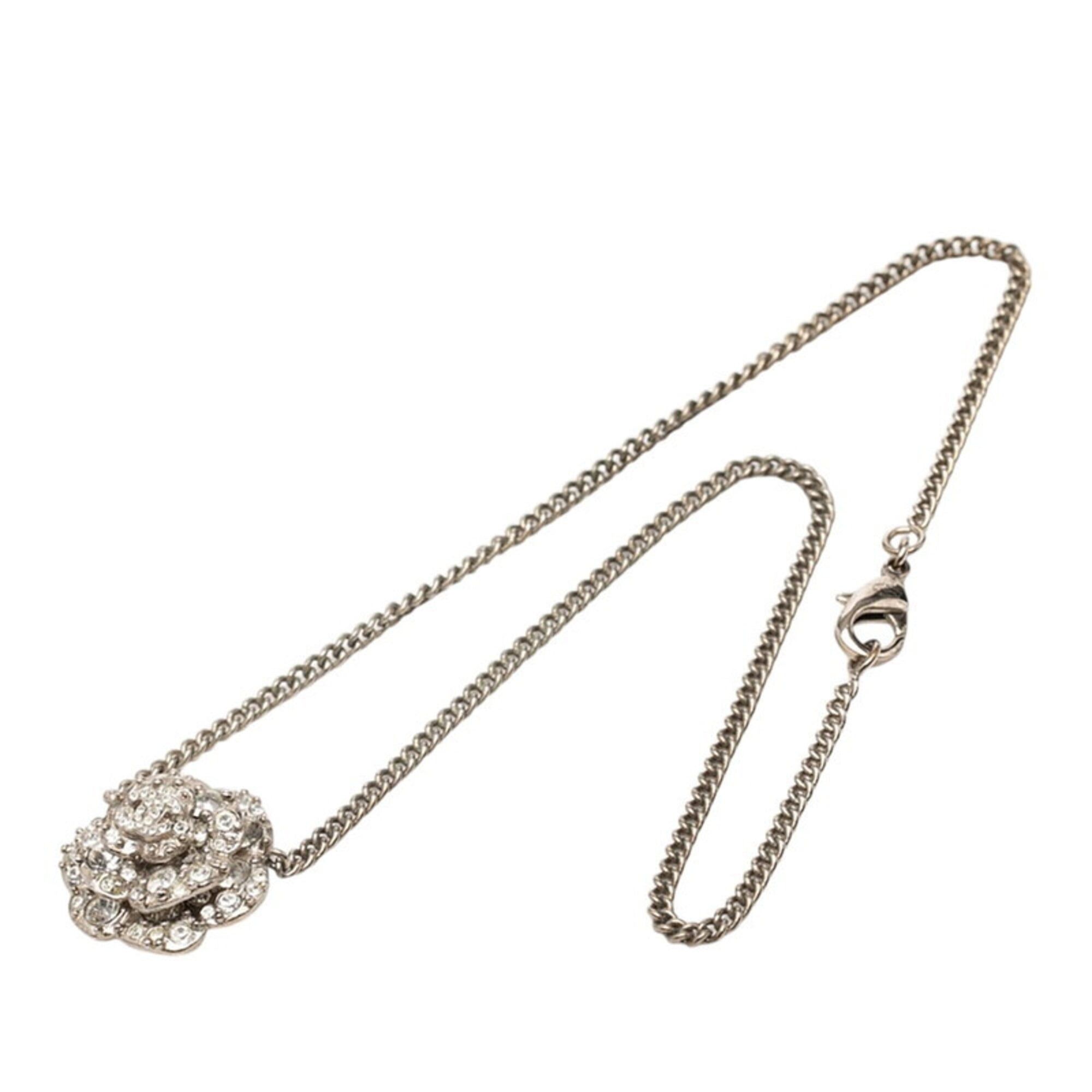 Chanel Chanel Camellia Coco Mark Necklace, Silver Metal Rhinestone, Women's CHANEL Size ONE SIZE - 3 Thumbnail