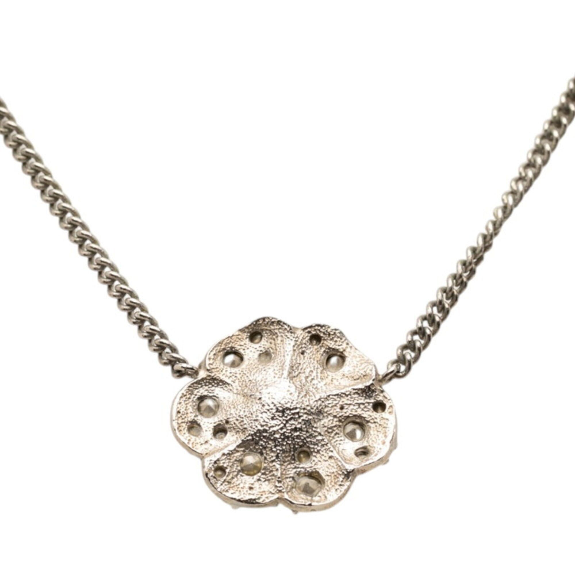 Chanel Chanel Camellia Coco Mark Necklace, Silver Metal Rhinestone, Women's CHANEL Size ONE SIZE - 2 Thumbnail