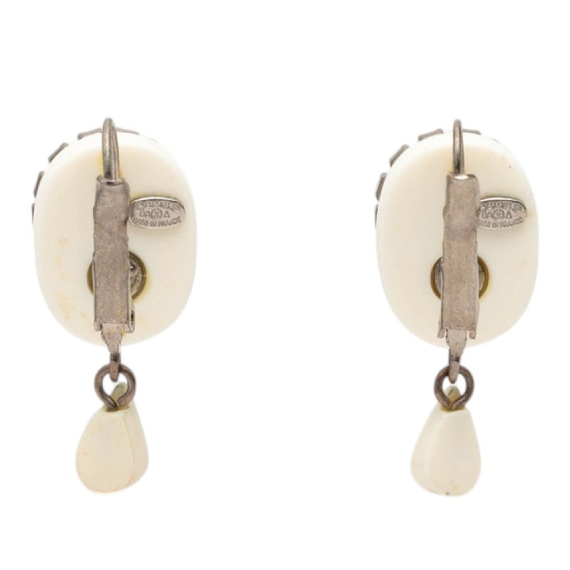 Chanel Chanel Logo Earrings, Silver, White Metal Rhinestones, Women's CHANEL Size ONE SIZE - 2 Thumbnail