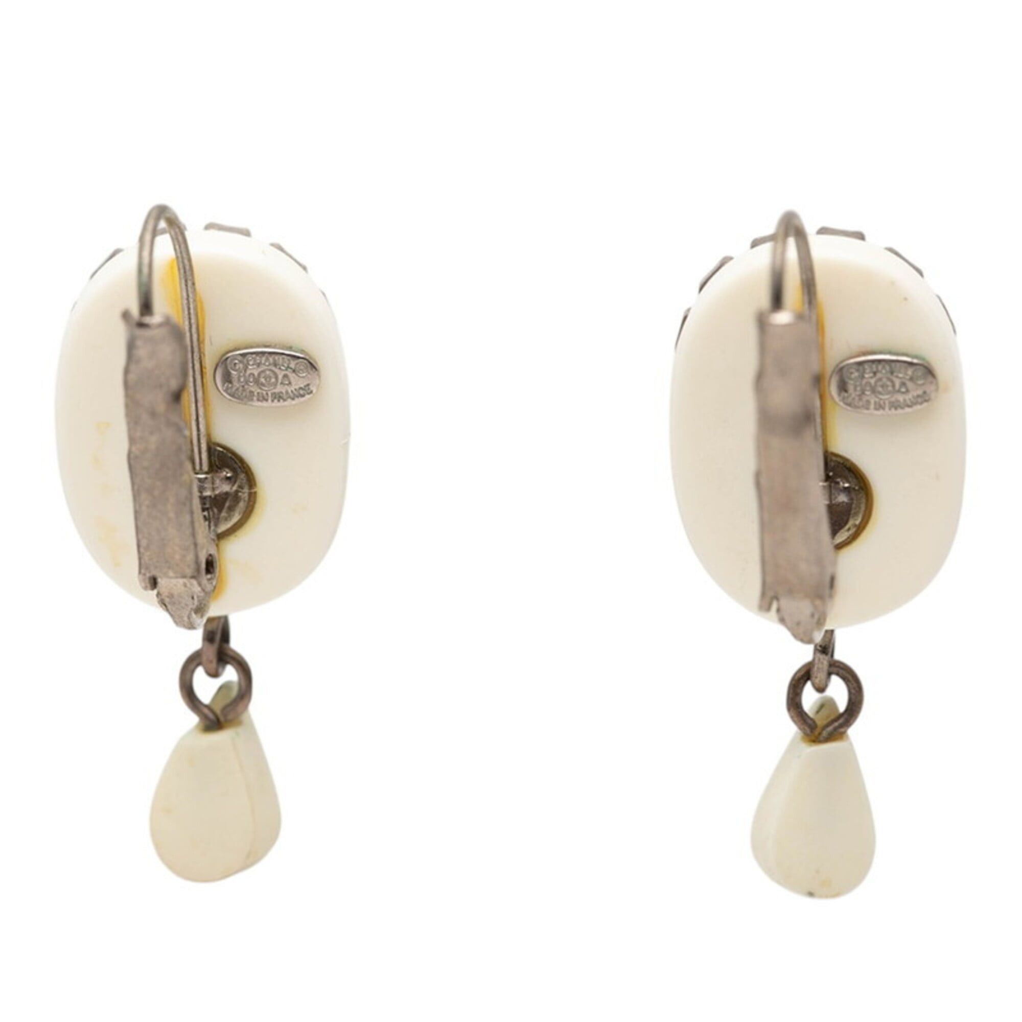 Chanel Chanel Logo Earrings, Silver, White Metal Rhinestones, Women's CHANEL Size ONE SIZE - 3 Thumbnail