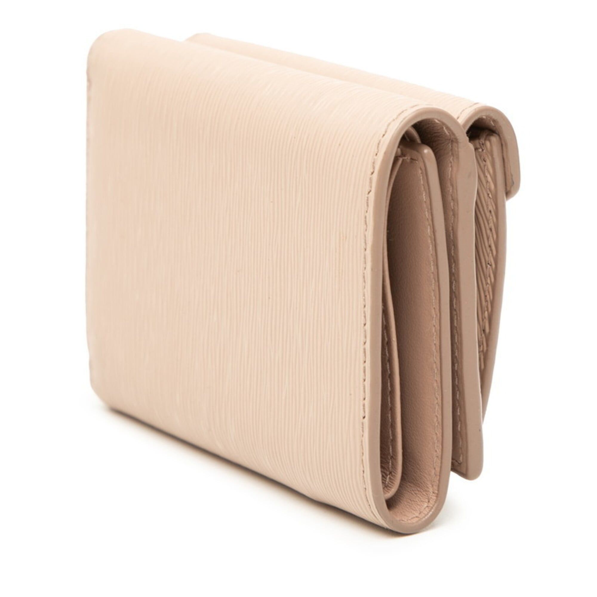 Prada Prada Logo Compact Wallet Tri-fold 1MH021 Beige Saffiano Leather Women's PRADA Size ONE SIZE - 2 Thumbnail