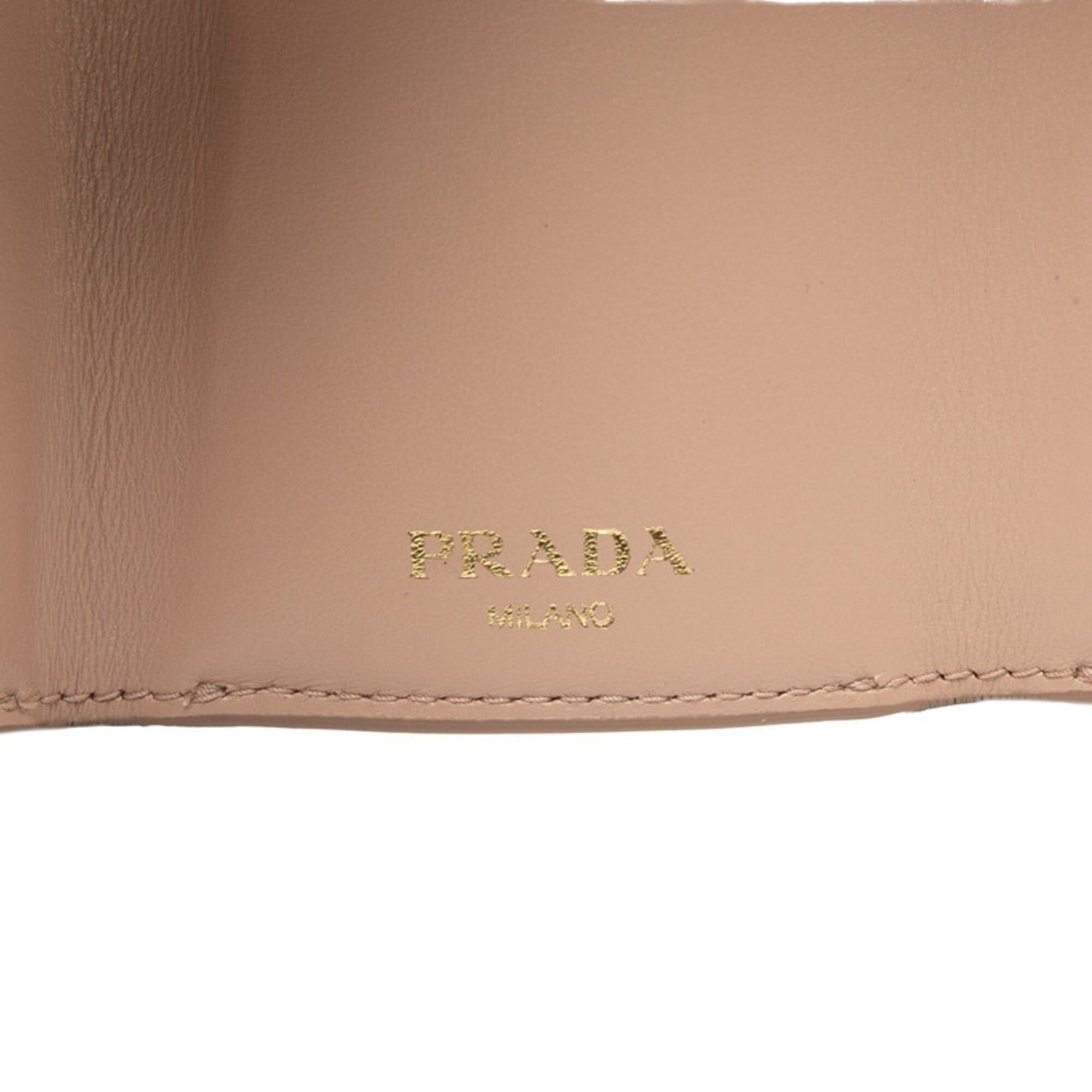 Prada Prada Logo Compact Wallet Tri-fold 1MH021 Beige Saffiano Leather Women's PRADA Size ONE SIZE - 7 Thumbnail