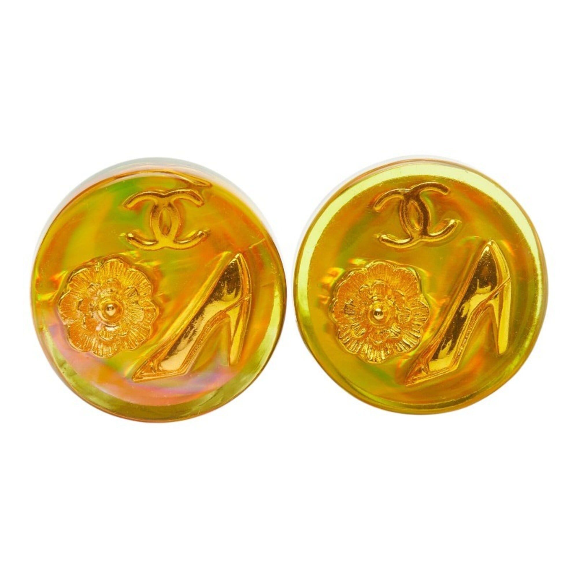 Chanel Chanel Coco Mark Camellia Heel Vintage Earrings 97P Orange Aurora Plated Resin Women's CHANEL Size ONE SIZE - 2 Thumbnail
