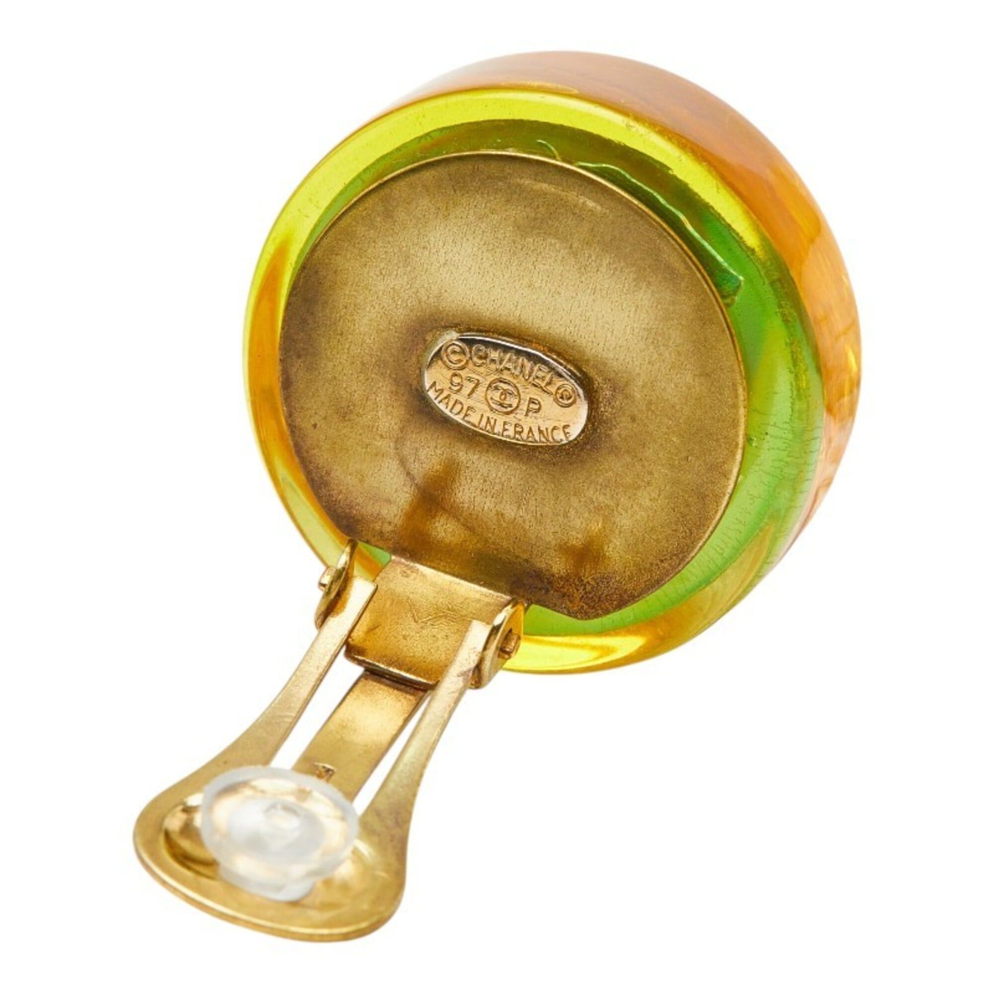 Chanel Chanel Coco Mark Camellia Heel Vintage Earrings 97P Orange Aurora Plated Resin Women's CHANEL Size ONE SIZE - 4 Thumbnail