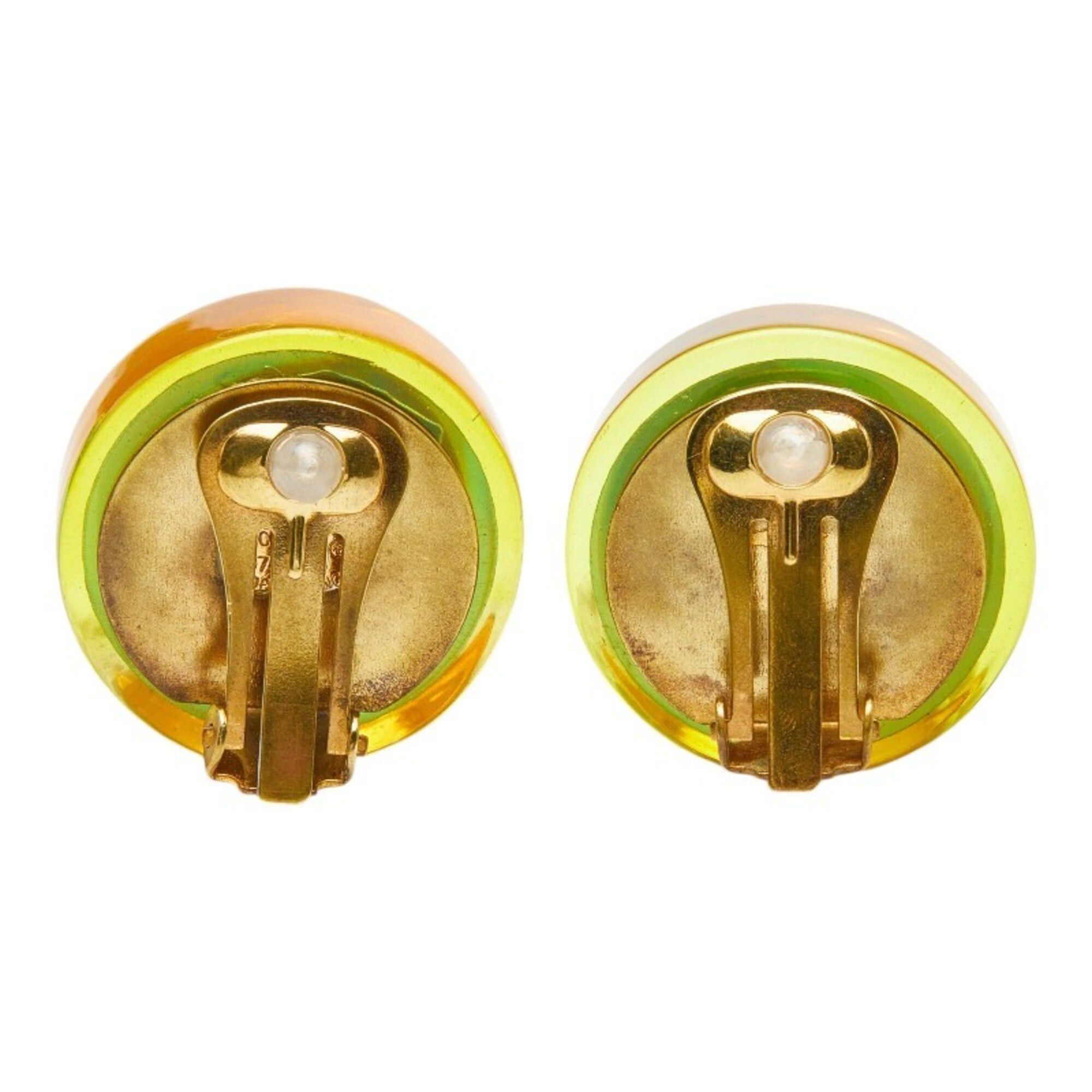 Chanel Chanel Coco Mark Camellia Heel Vintage Earrings 97P Orange Aurora Plated Resin Women's CHANEL Size ONE SIZE - 3 Thumbnail
