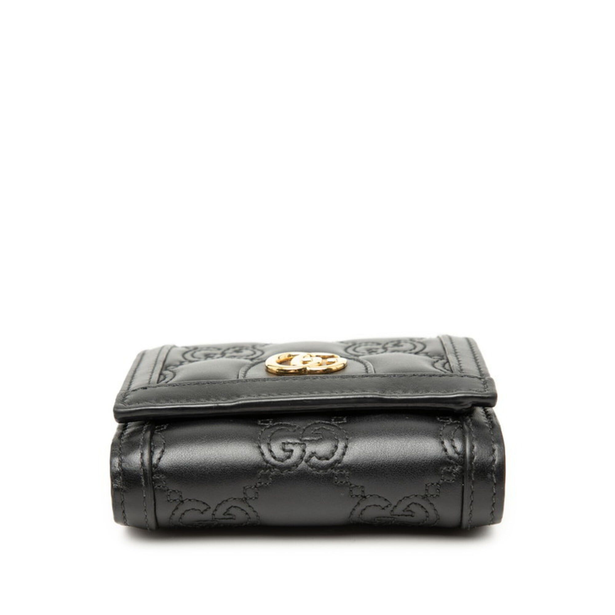 Gucci Gucci GG Matelassé Logo Bi-fold Wallet 723799 Black Leather Women's GUCCI Size ONE SIZE - 3 Thumbnail