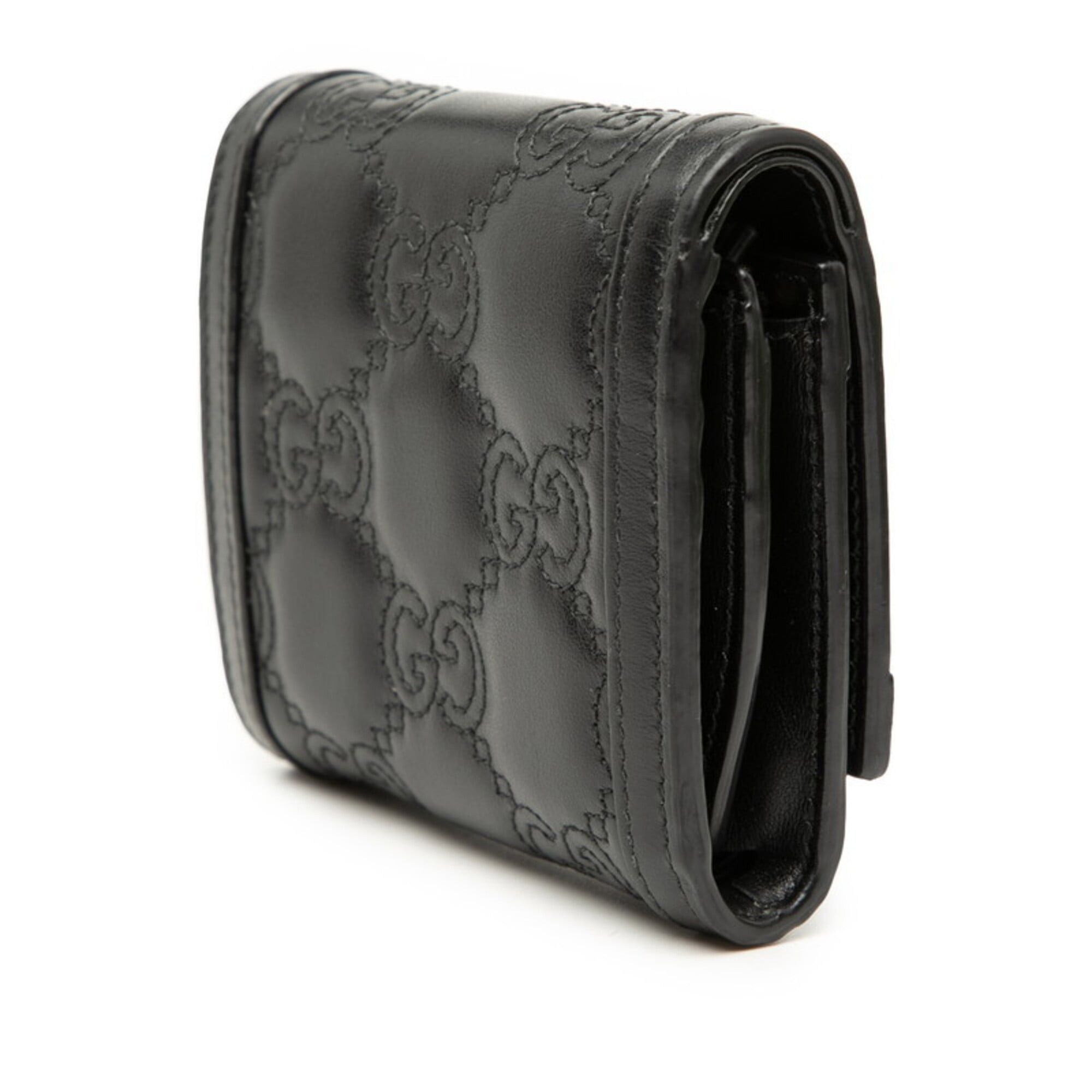 Gucci Gucci GG Matelassé Logo Bi-fold Wallet 723799 Black Leather Women's GUCCI Size ONE SIZE - 2 Thumbnail