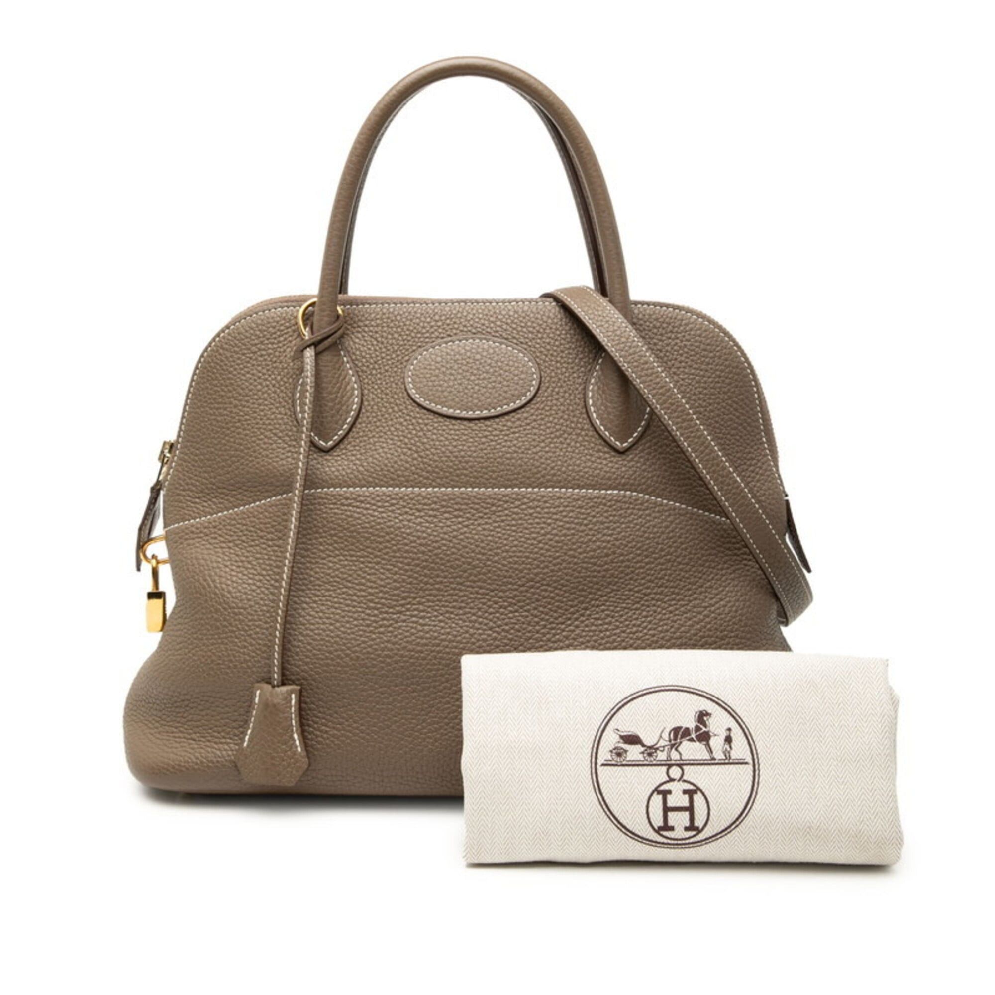 Hermes Hermes Bolide 31 Handbag Shoulder Bag 2-Way Etoupe Greige Gold Hardware Taurillon Clemence Leather Women's HERMES Size ONE SIZE - 7 Thumbnail