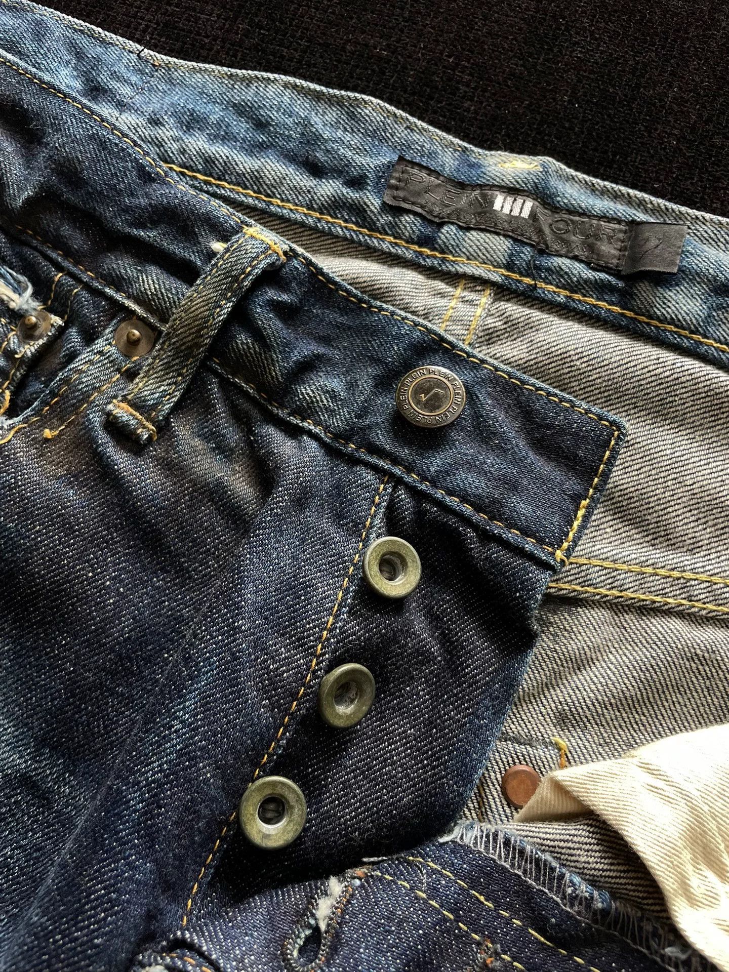 Japanese Brand PLEIN Blue Distressed Denim Jeans Size US 32 / EU 48 - 6 Thumbnail