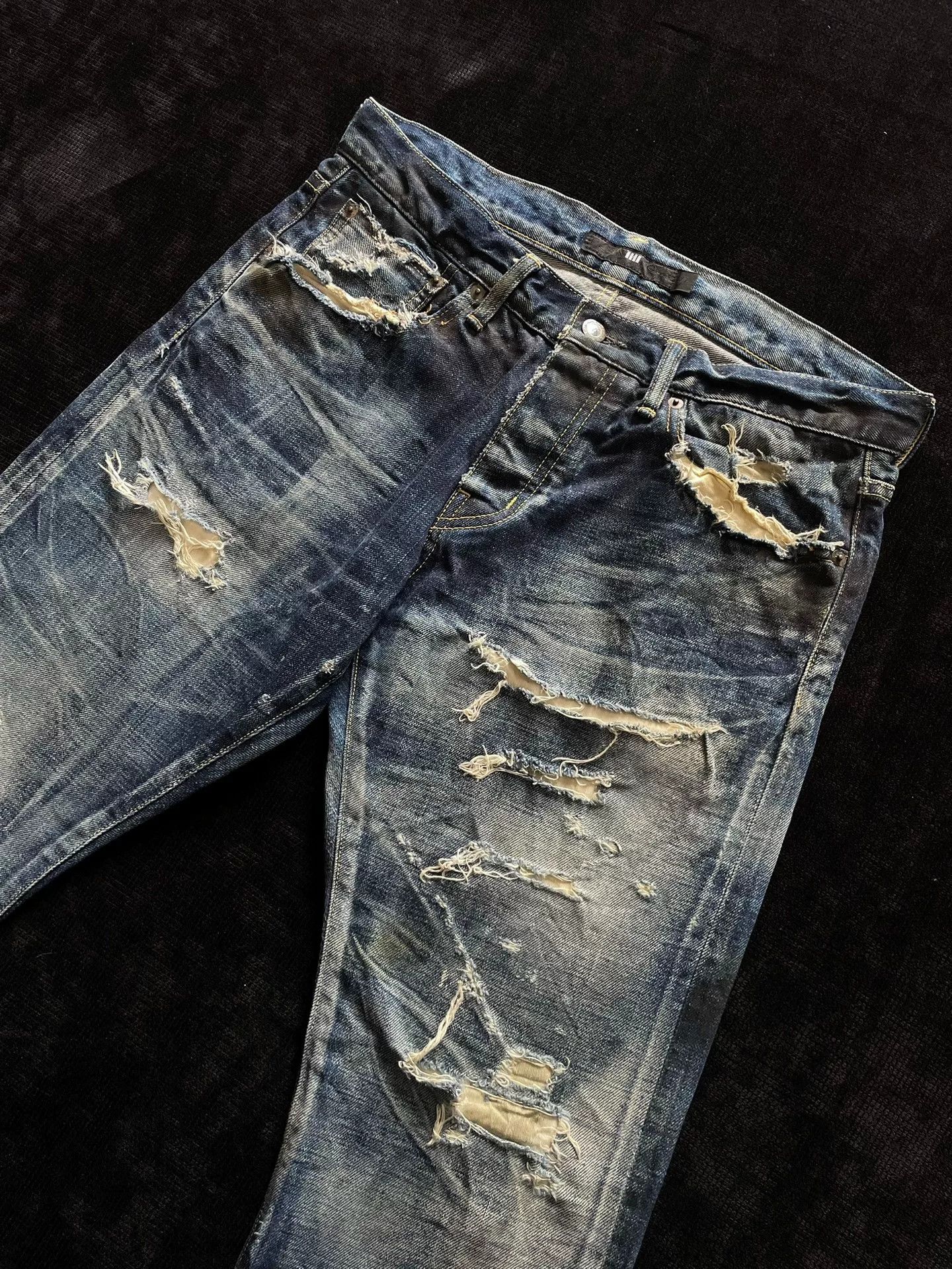 Japanese Brand PLEIN Blue Distressed Denim Jeans Size US 32 / EU 48 - 3 Thumbnail