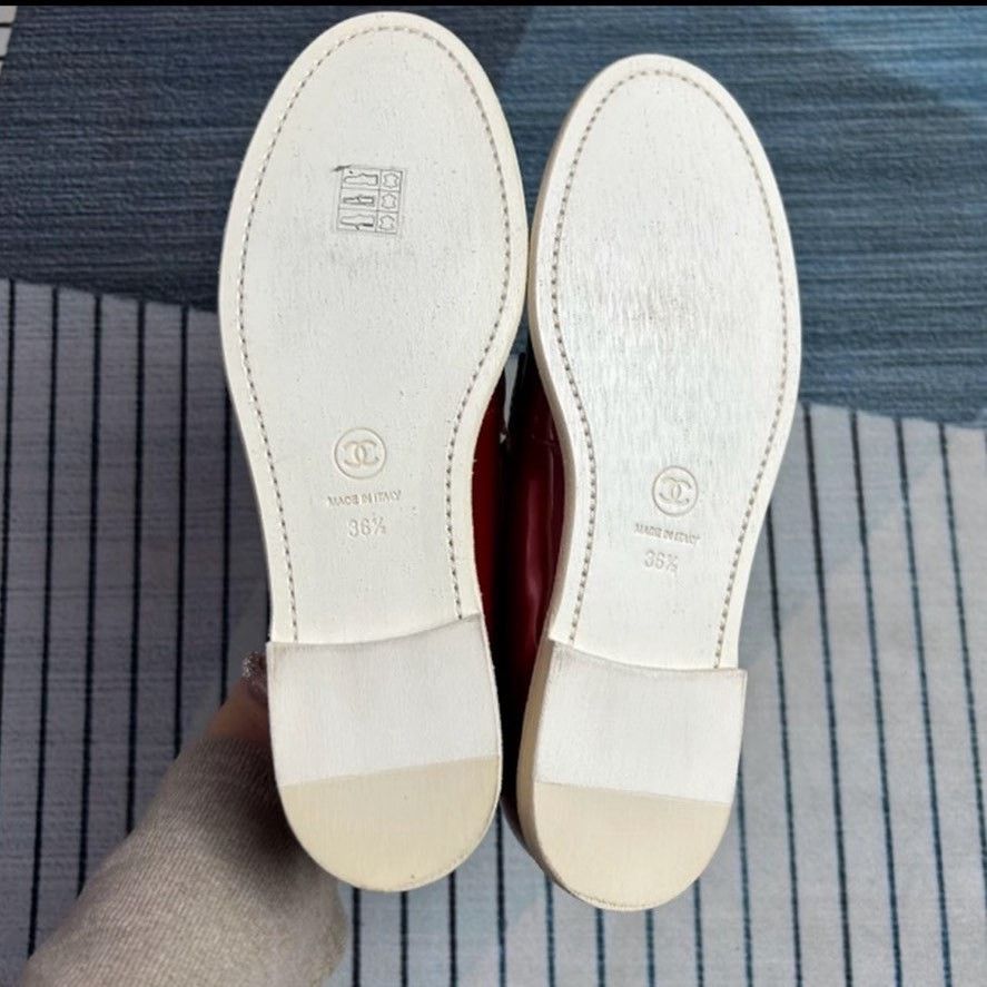 Chanel Chanel Red Patent Leather Loafers Size US 5.5 / IT 35.5 - 3 Thumbnail