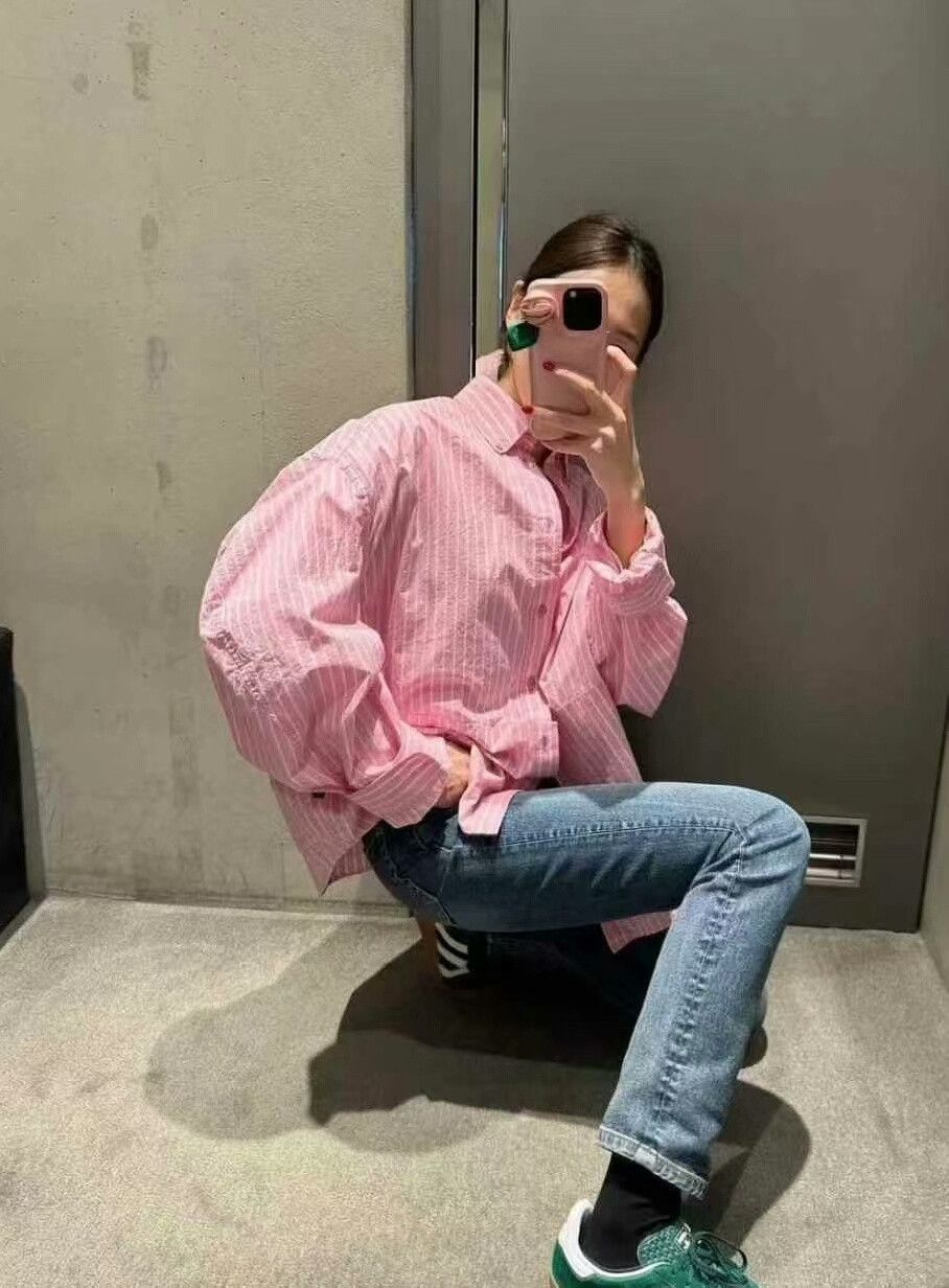Balenciaga Balenciaga Women's Oversized Pink Striped Shirt Size M / US 6-8 / IT 42-44 - 5 Thumbnail