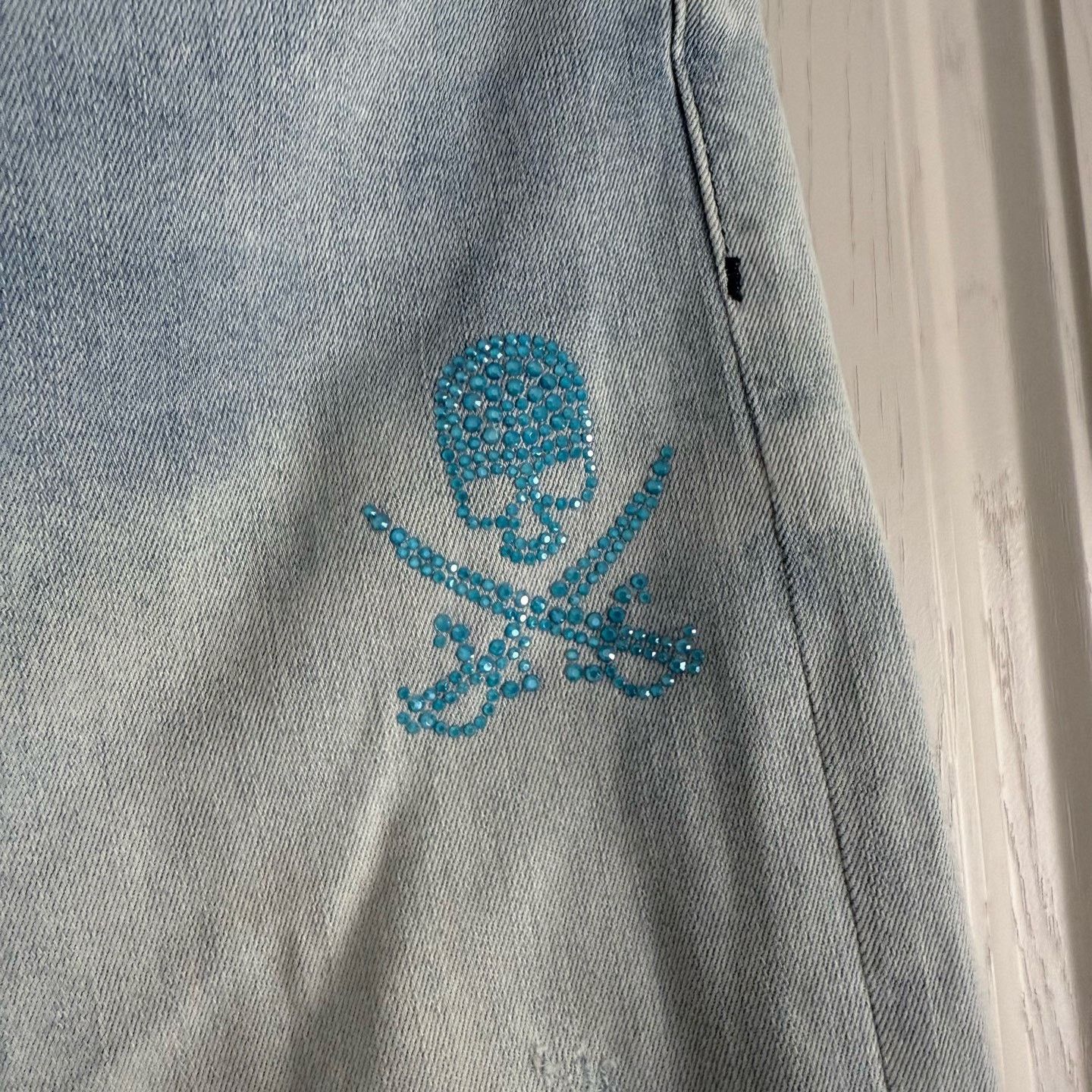 Mastermind Japan MMJ Jeans Skull Rhinestone Pockets Size 34" / US 12 / IT 48 - 2 Thumbnail