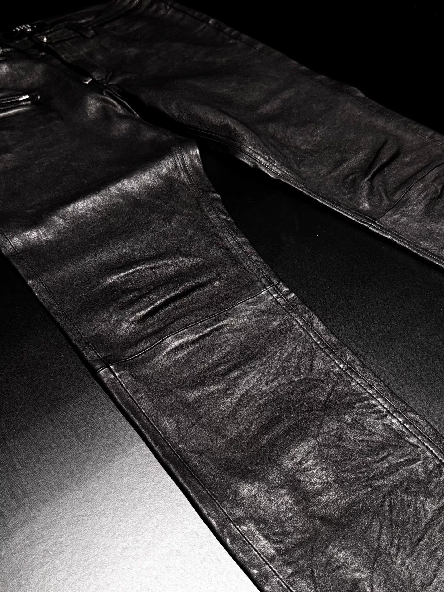 Other Anthony Delon Lamb Leather Biker Pants Size US 29 - 3 Thumbnail