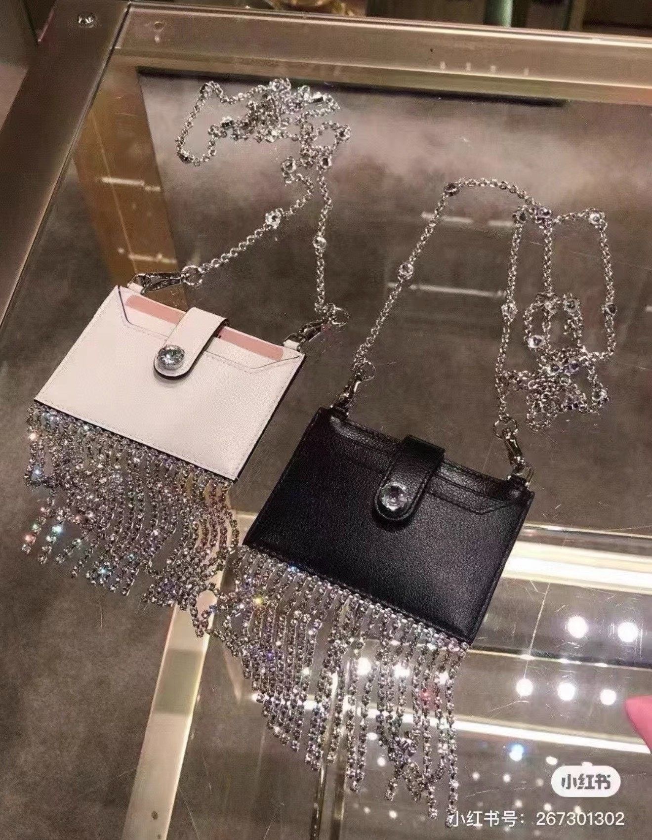 Miu Miu Miumiu Crystal Tassel Chain Crossbody Card Case Size ONE SIZE - 8 Thumbnail