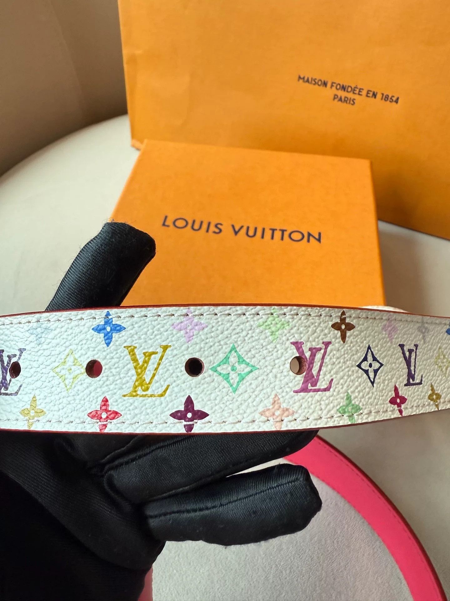 Louis Vuitton LV White Multicolor Pink Limited Belt Size ONE SIZE - 3 Thumbnail