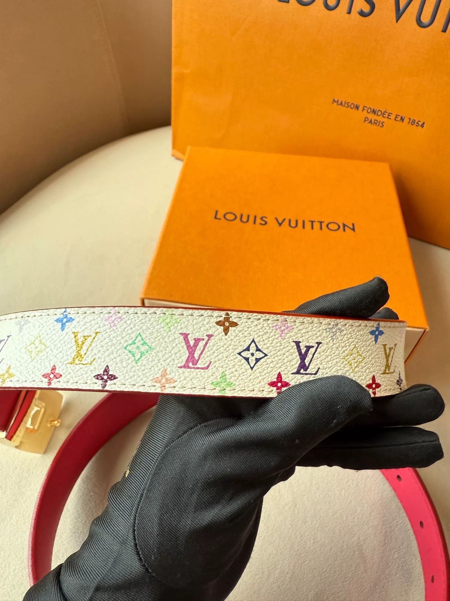 Louis Vuitton LV White Multicolor Pink Limited Belt Size ONE SIZE - 4 Thumbnail