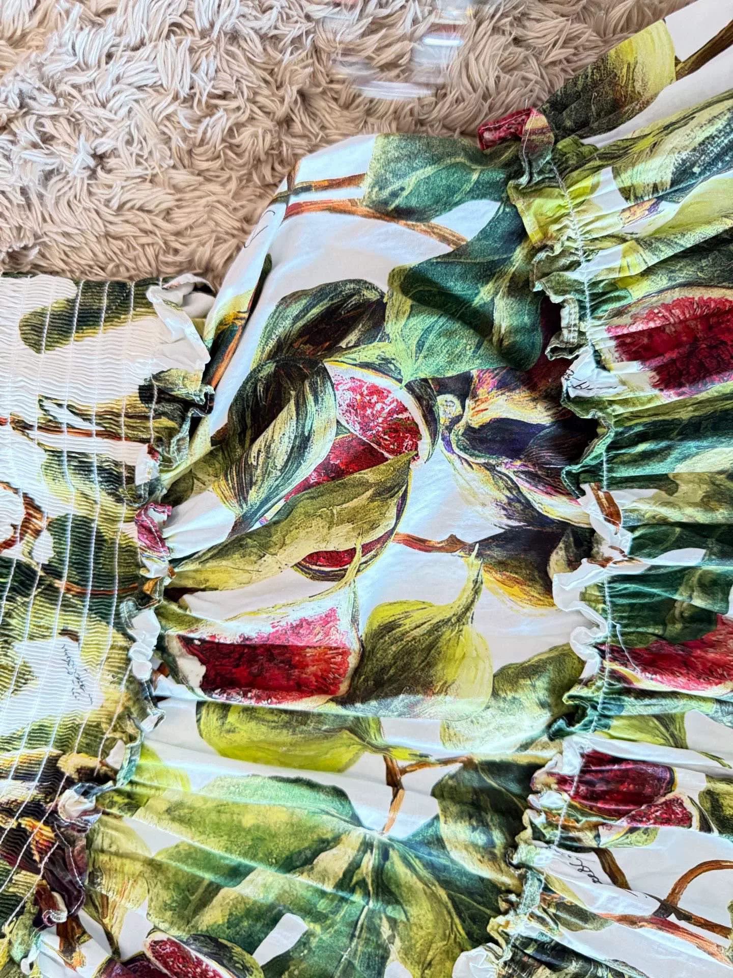 Dolce & Gabbana Dolce & Gabbana Fig Print Off-Shoulder Dress Size M / US 6-8 / IT 42-44 - 2 Thumbnail