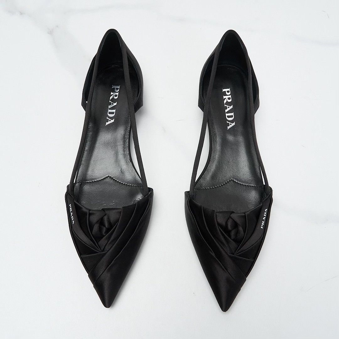 Prada Prada Women's Satin Hollow Floral Flats Size US 6 / IT 36 - 4 Thumbnail