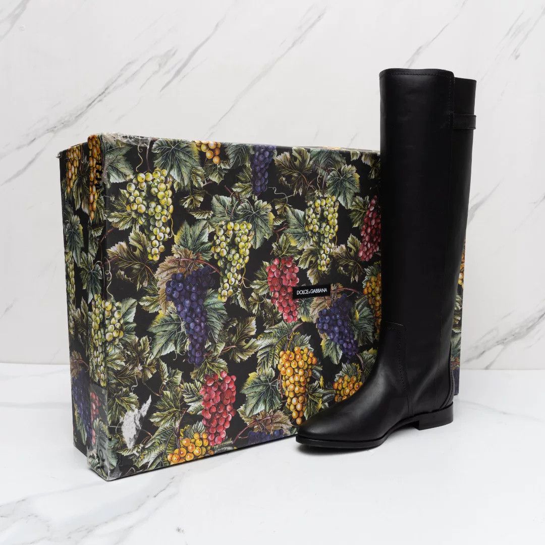 Dolce & Gabbana Dolce&Gabbana Women's Metal Logo Knee-High Boots Size US 6 / IT 36 - 8 Thumbnail