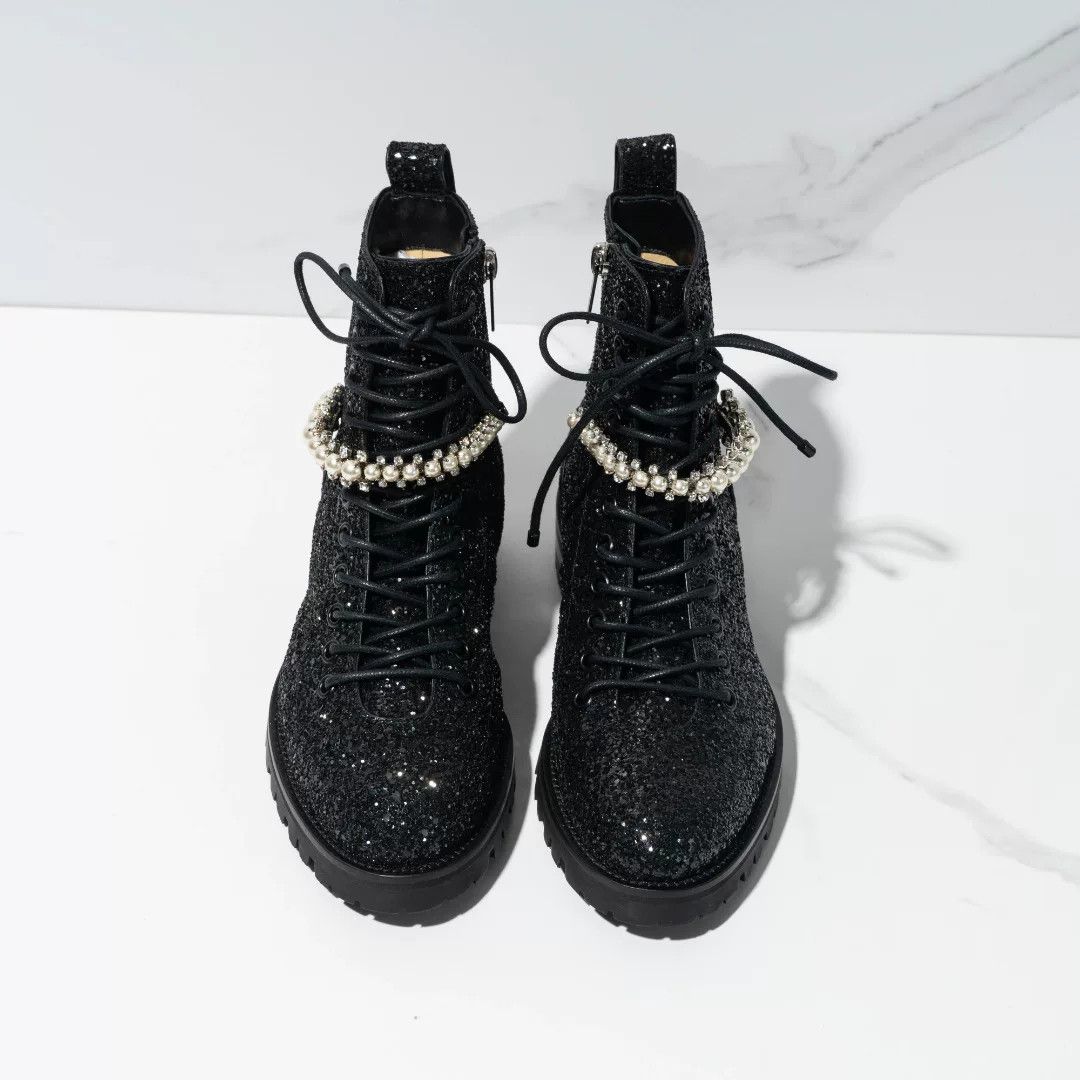Jimmy Choo Jimmy Choo Women's Sequin Pearl Martin Boots Size US 6 / IT 36 - 3 Thumbnail