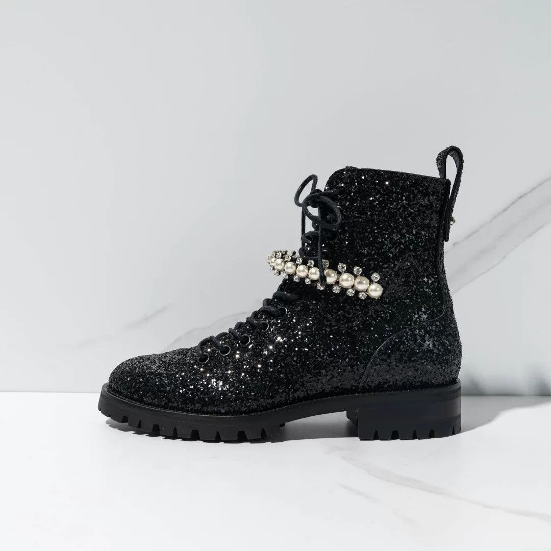 Jimmy Choo Jimmy Choo Women's Sequin Pearl Martin Boots Size US 6 / IT 36 - 4 Thumbnail