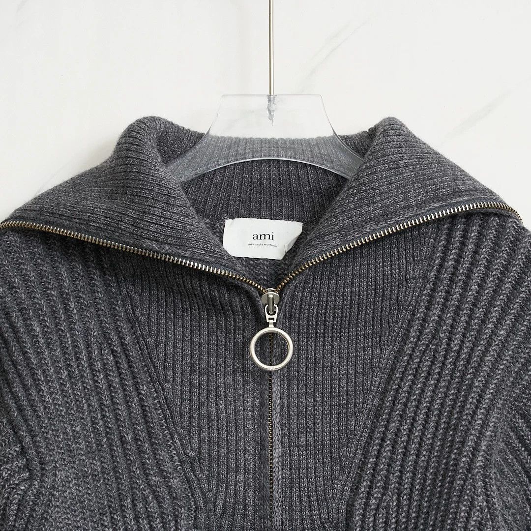 AMI Ami Paris Women's Solid Zip Collar Knit Size M / US 6-8 / IT 42-44 - 2 Thumbnail