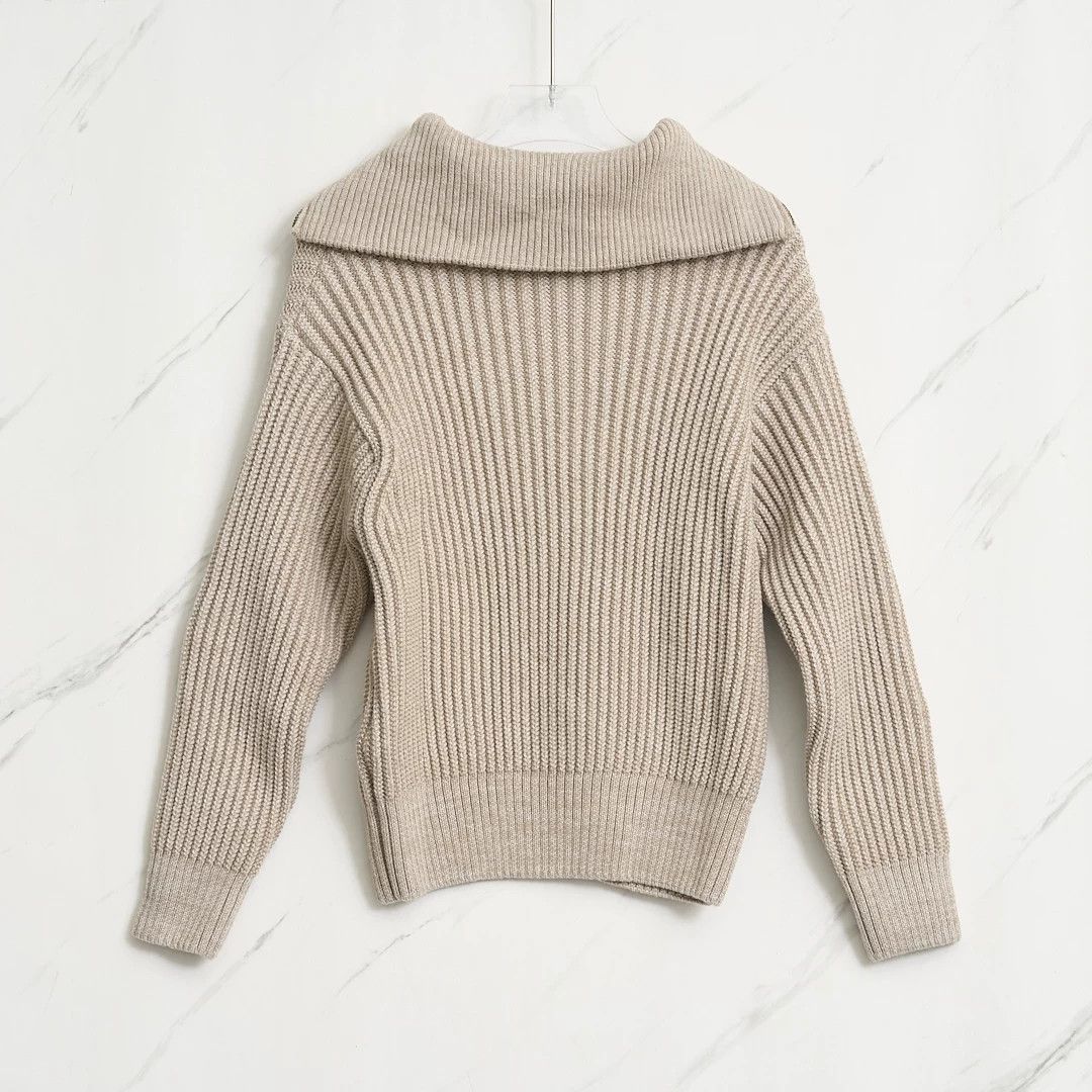 AMI Ami Paris Women's Solid Zip Collar Wool Sweater Size M / US 6-8 / IT 42-44 - 4 Thumbnail