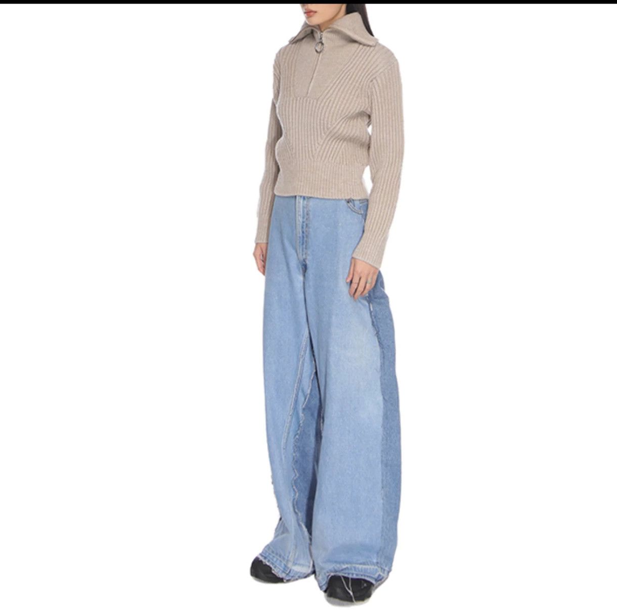 AMI Ami Paris Women's Solid Zip Collar Wool Sweater Size M / US 6-8 / IT 42-44 - 8 Thumbnail
