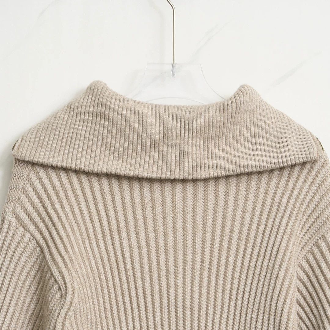 AMI Ami Paris Women's Solid Zip Collar Wool Sweater Size M / US 6-8 / IT 42-44 - 5 Thumbnail