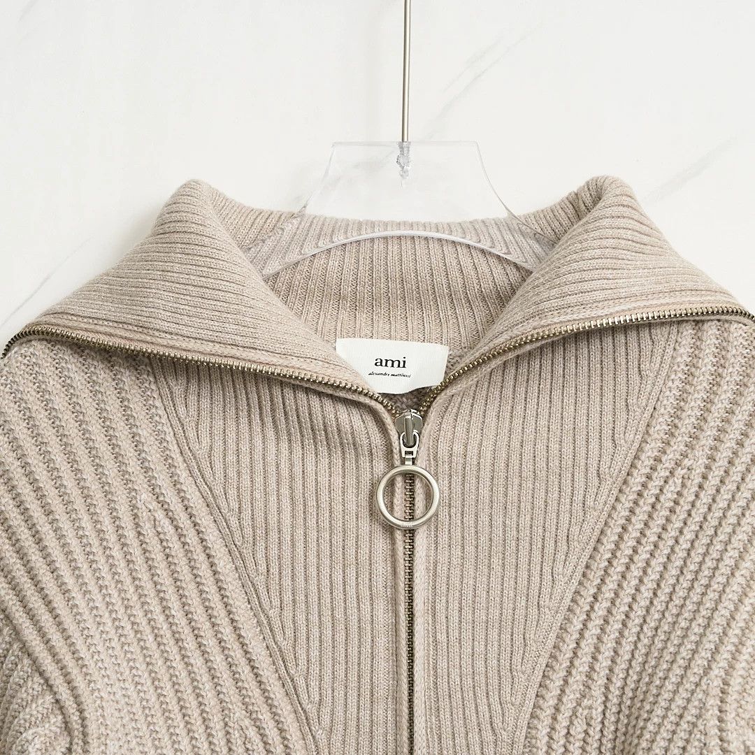 AMI Ami Paris Women's Solid Zip Collar Wool Sweater Size M / US 6-8 / IT 42-44 - 2 Thumbnail