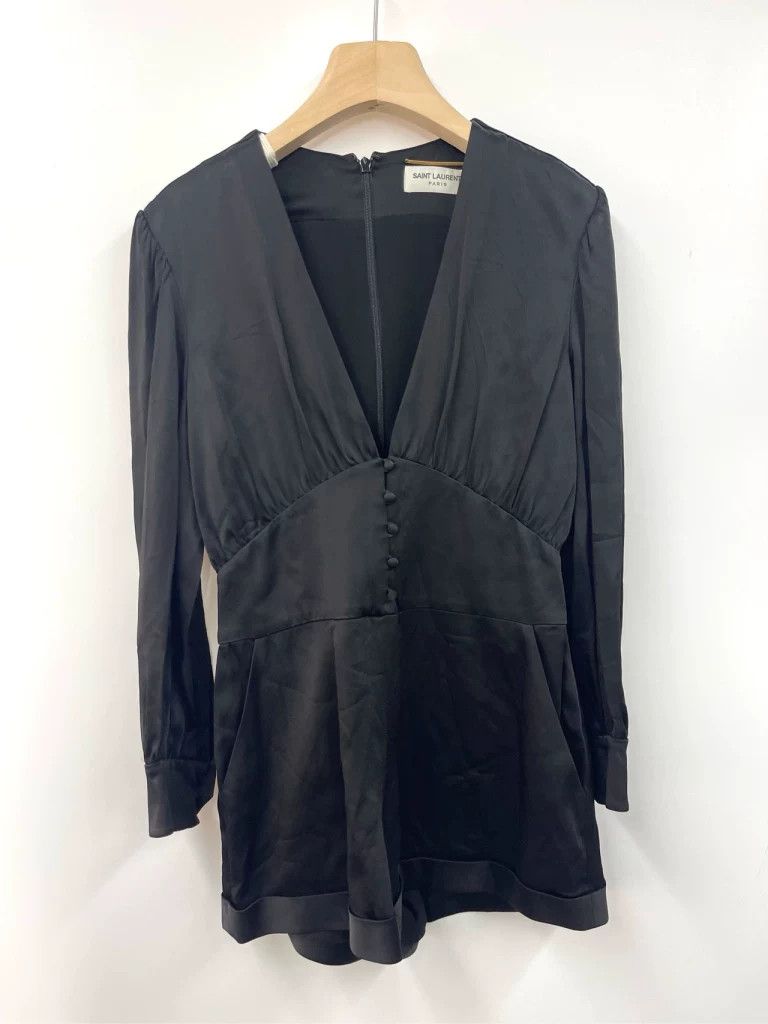 Yves Saint Laurent Saint Laurent Black Acetate Long Sleeve Playsuit Size M / US 6-8 / IT 42-44 - 6 Thumbnail