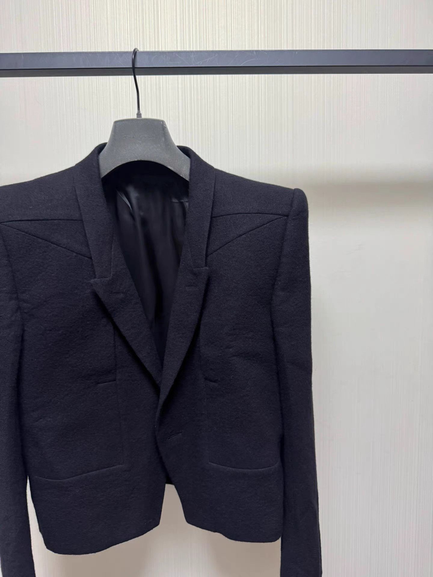 Rick Owens Black Short Fitted Blazer with Lapel Collar Size US M / EU 48-50 / 2 - 3 Thumbnail