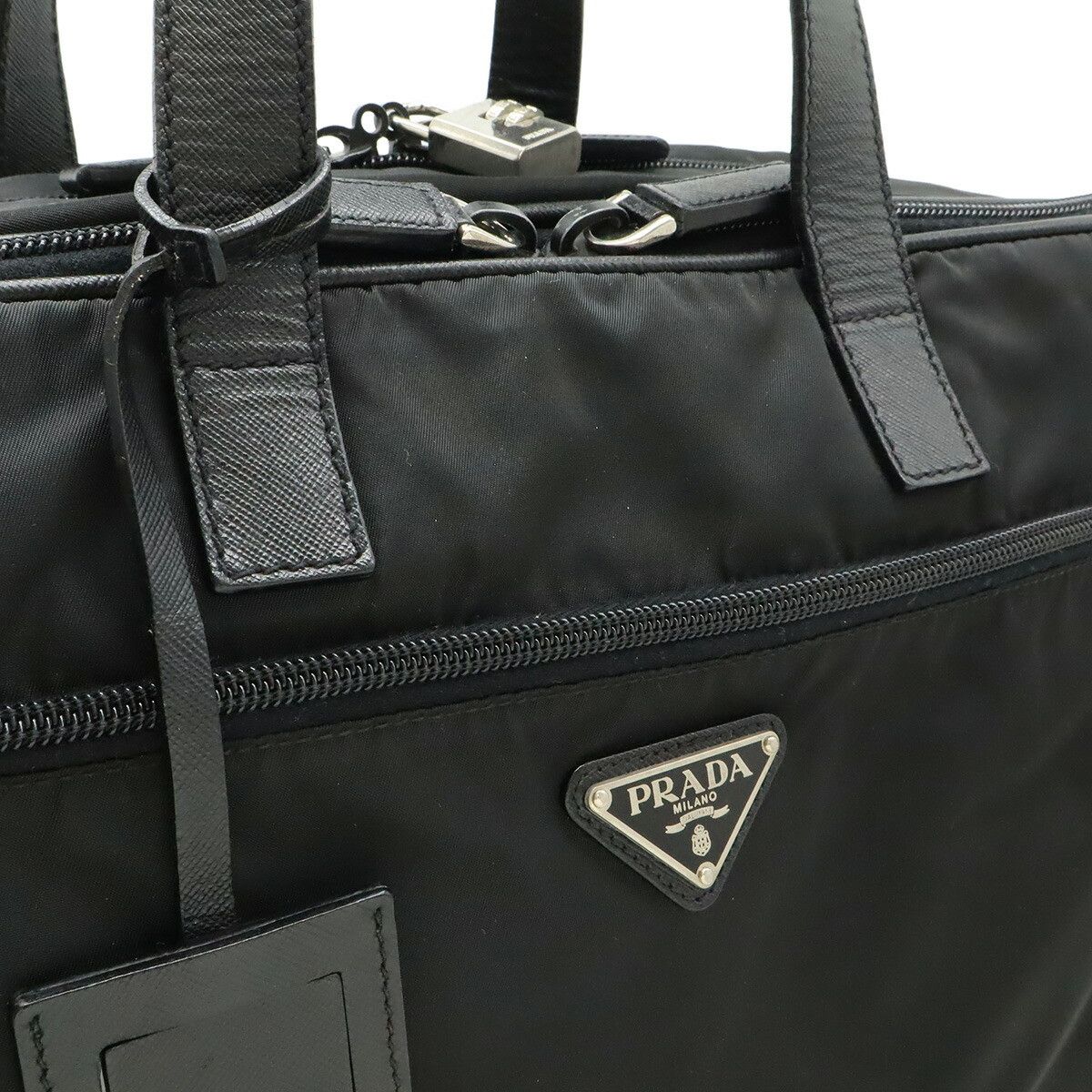 Prada Prada Prada Nylon Business Briefcase Leather Business Bag 2VE407 DUTY FREE for USA Size ONE SIZE - 8 Thumbnail