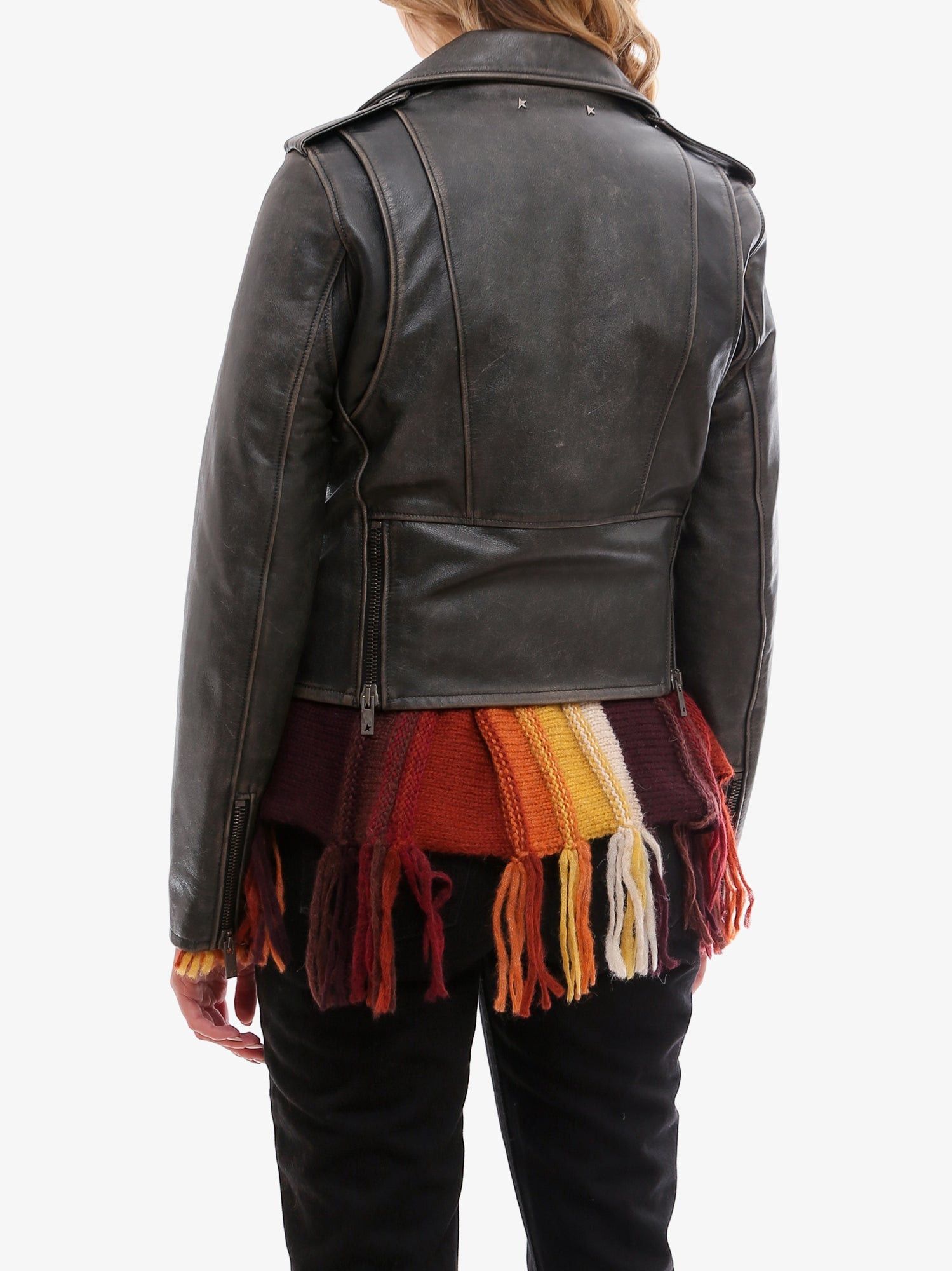 Golden Goose Slim Fit Destiny Lived-In Effect Leather Biker Size S / US 4 / IT 40 - 4 Thumbnail