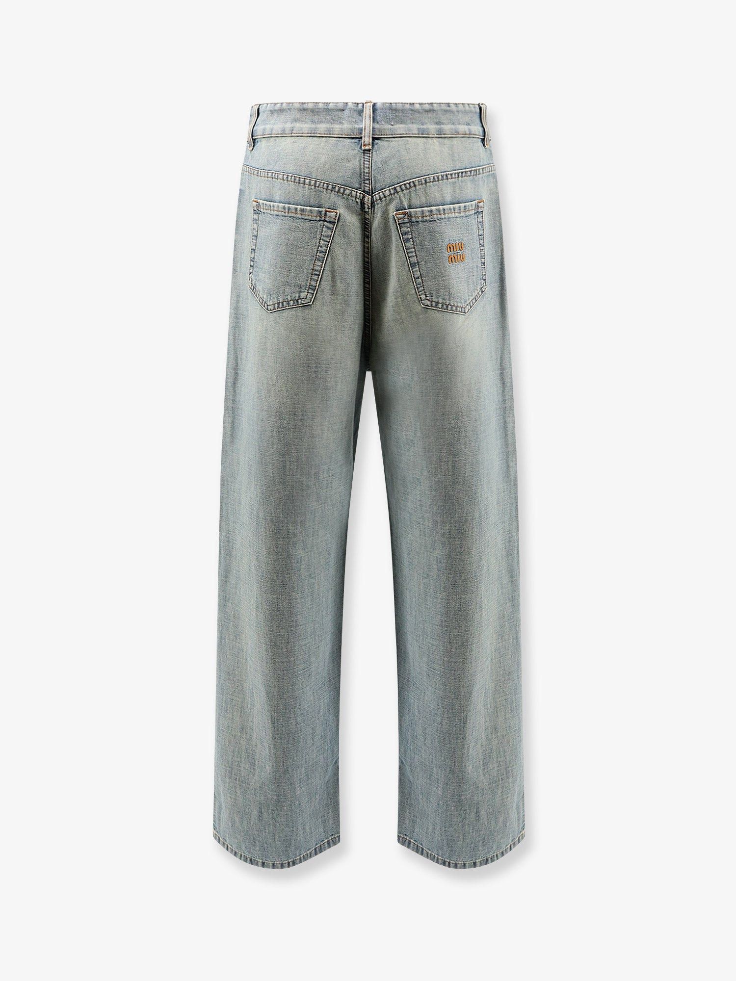 Miu Miu Cotton Jeans With Logo Lettering Embroidery Size 26" / US 2 / IT 38 - 2 Thumbnail