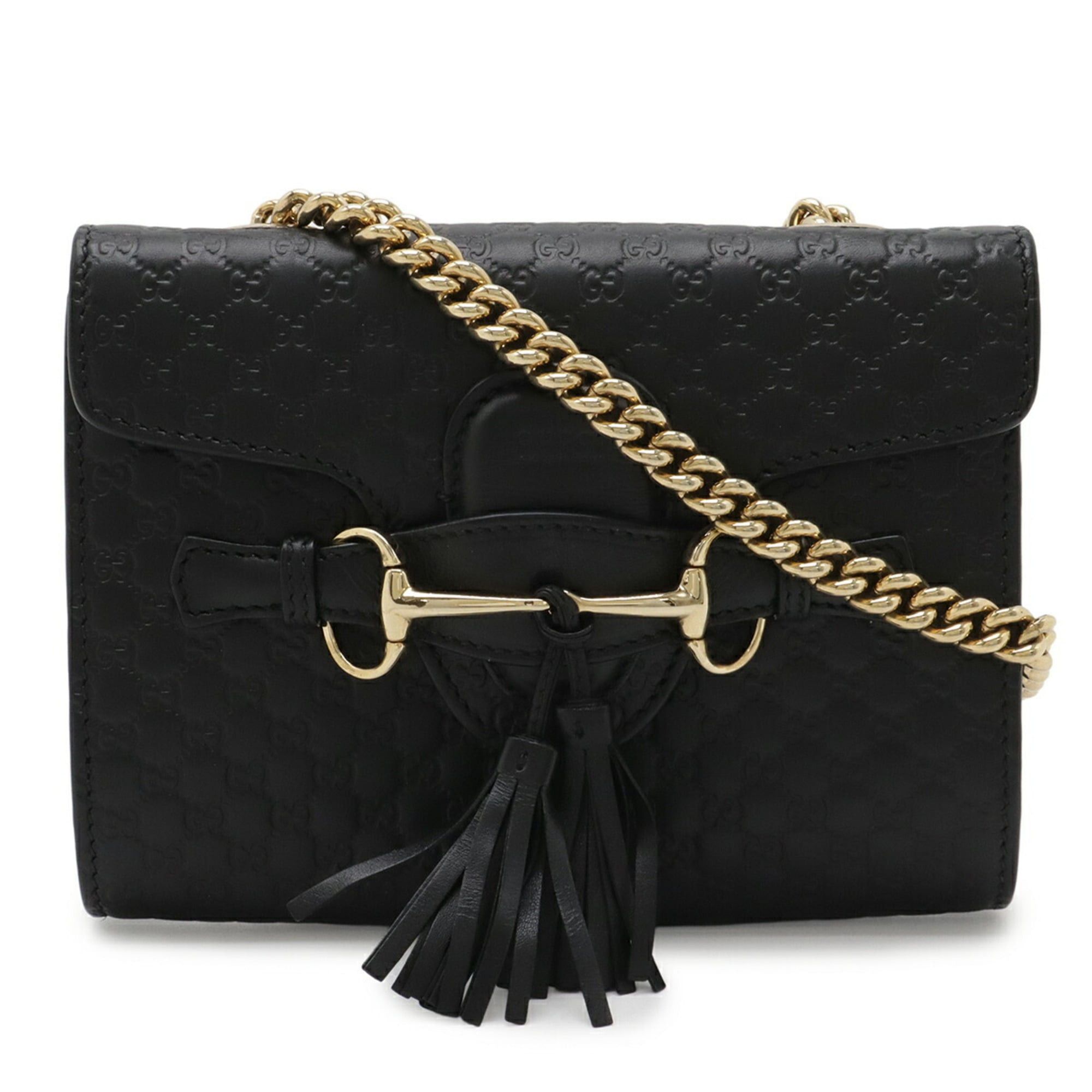 Gucci GUCCI Microguccissima Emily Horsebit Chain Bag Shoulder Tassel Leather Black 449635 Size ONE SIZE - 2 Thumbnail