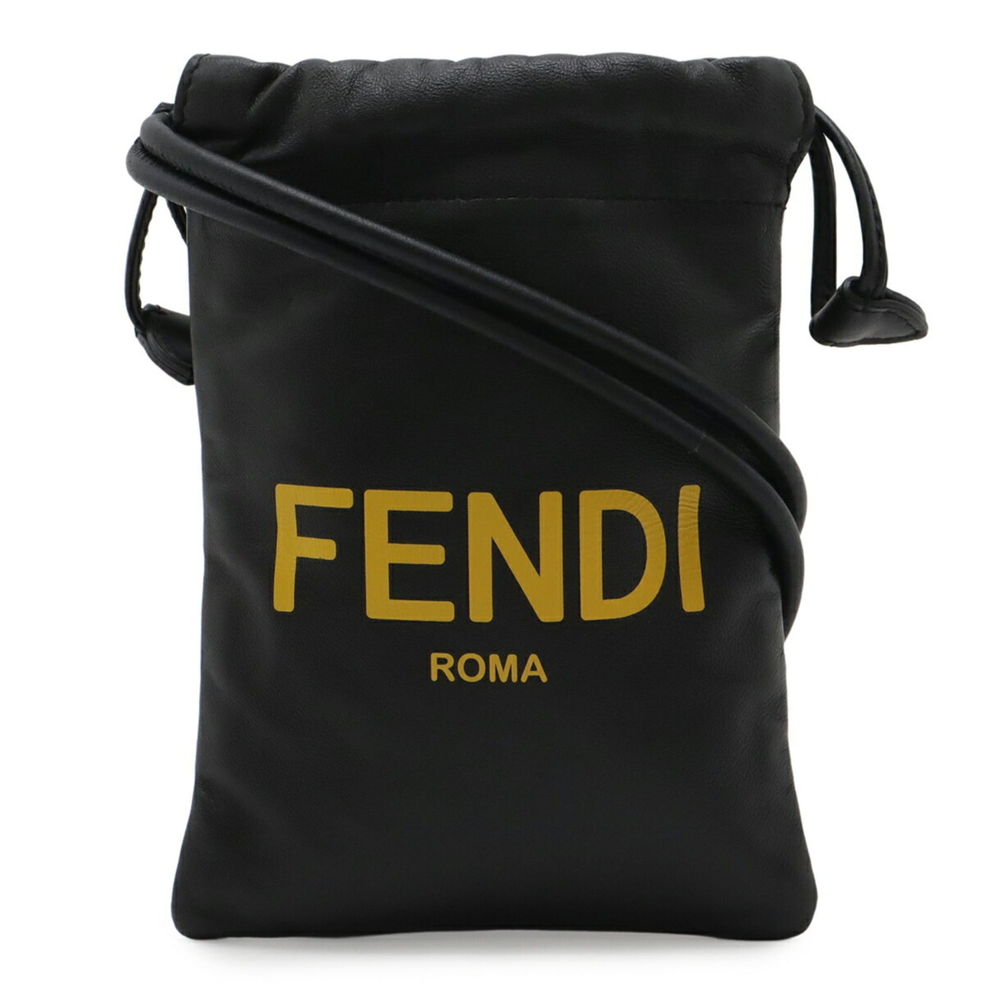 Fendi FENDI Print Phone Pouch/Phone Holder/Smartphone Pouch, Leather, Black/Yellow, 7AR898 Size ONE SIZE - 2 Thumbnail