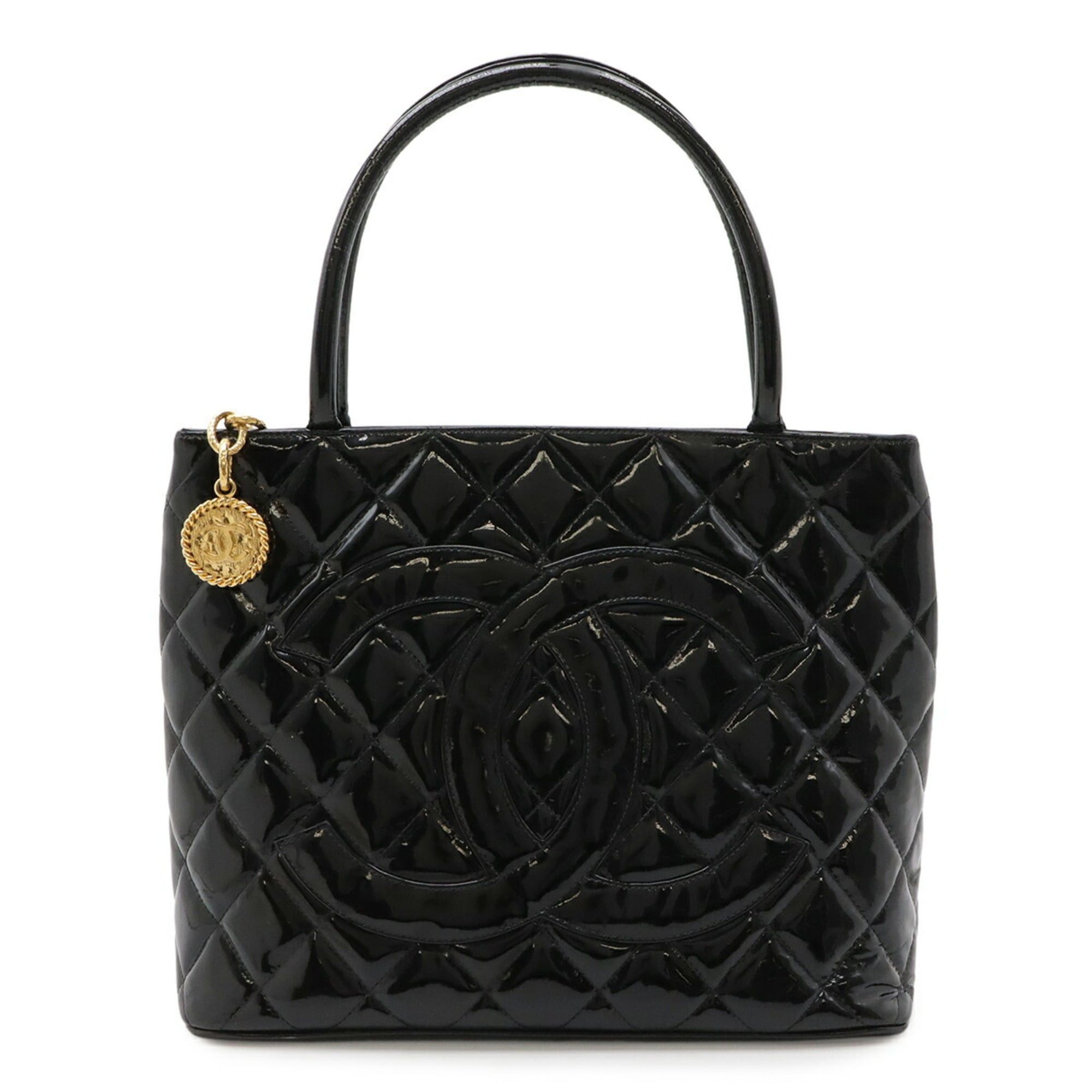 Chanel CHANEL Matelassé Coco Mark Reissue Tote Bag Shoulder Enamel Leather Black A01804 Size ONE SIZE - 2 Thumbnail