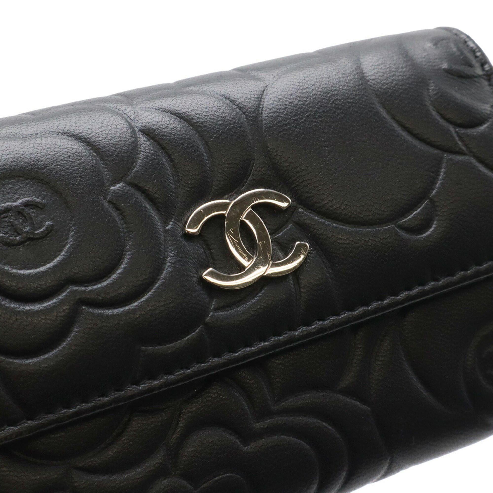 Chanel CHANEL Camellia Embossed Coco Mark Business Card Holder/Card Case, Leather, Black, A81937 Size ONE SIZE - 6 Thumbnail