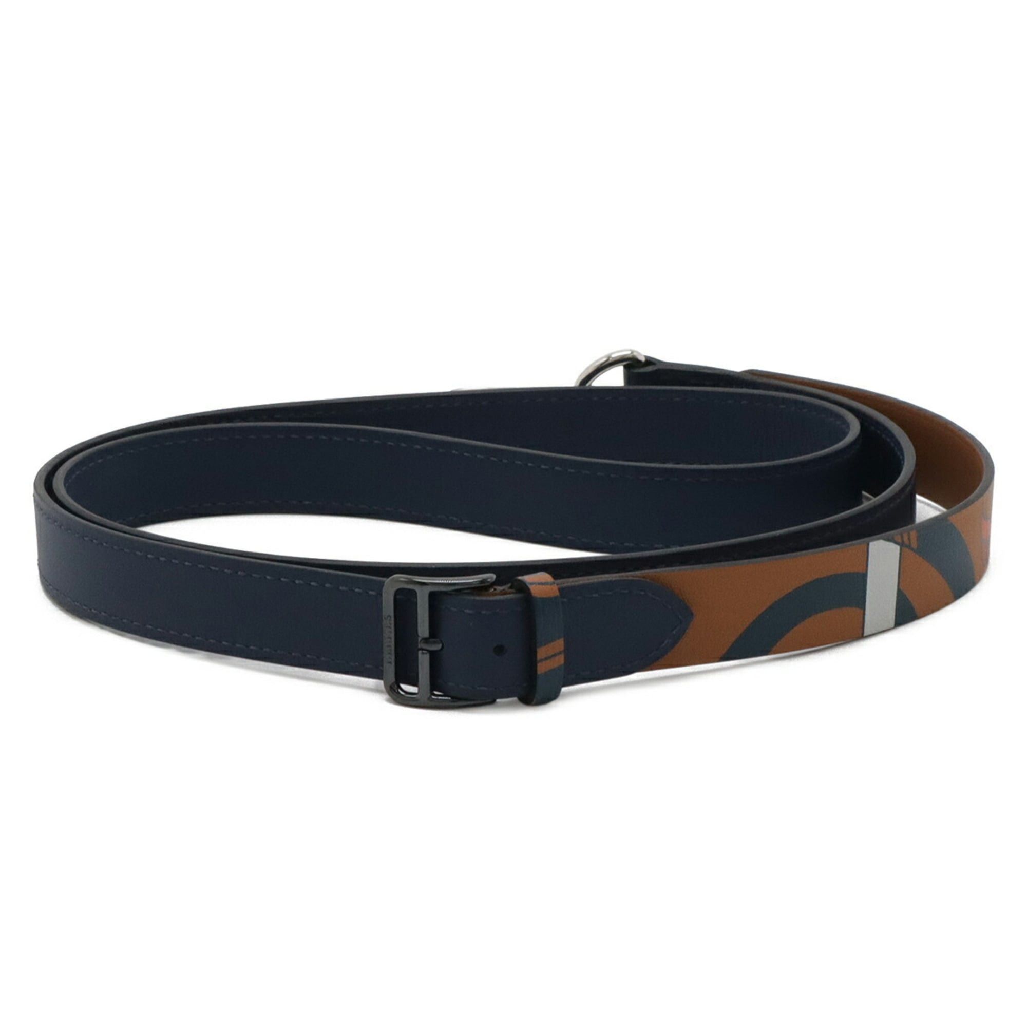 Hermes HERMES choker neck strap holder, Veau Swift leather, navy brown multicolor, W stamp. Size ONE SIZE - 2 Thumbnail