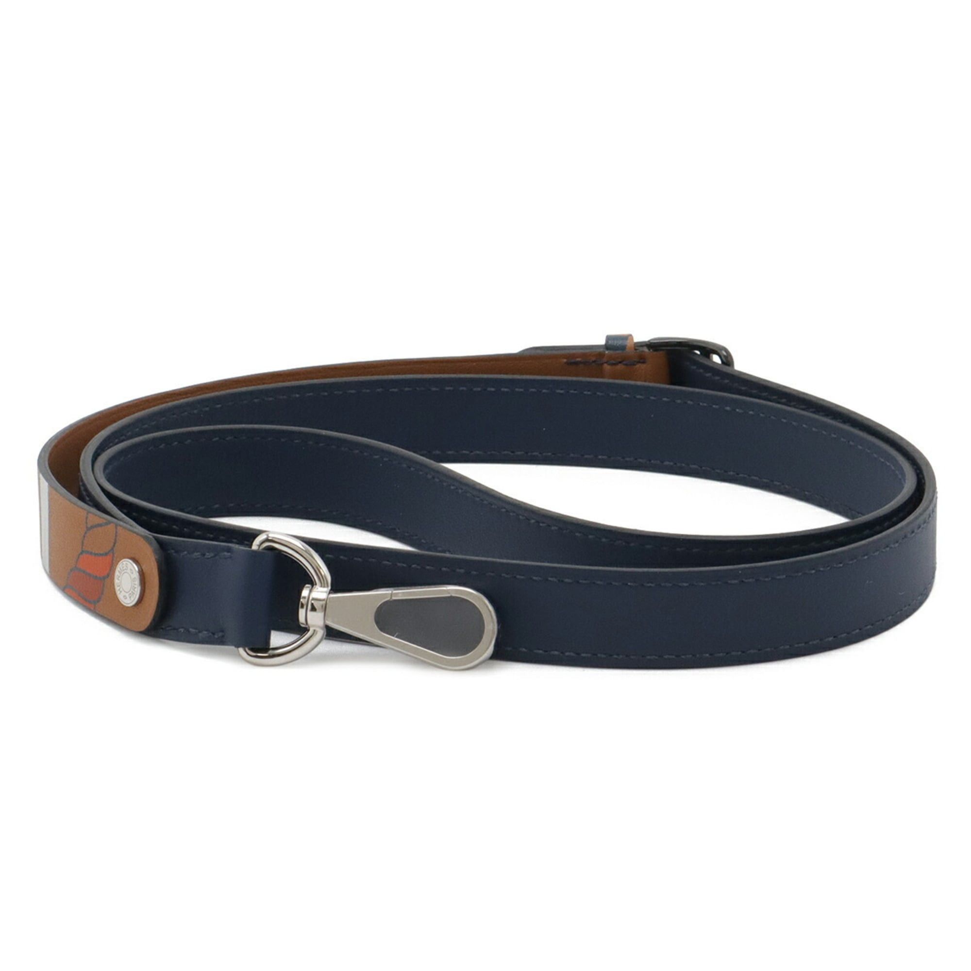 Hermes HERMES choker neck strap holder, Veau Swift leather, navy brown multicolor, W stamp. Size ONE SIZE - 3 Thumbnail
