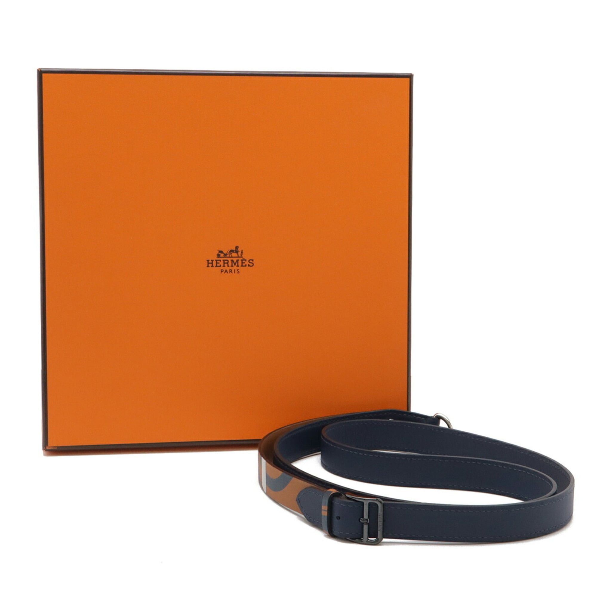 Hermes HERMES choker neck strap holder, Veau Swift leather, navy brown multicolor, W stamp. Size ONE SIZE - 7 Thumbnail