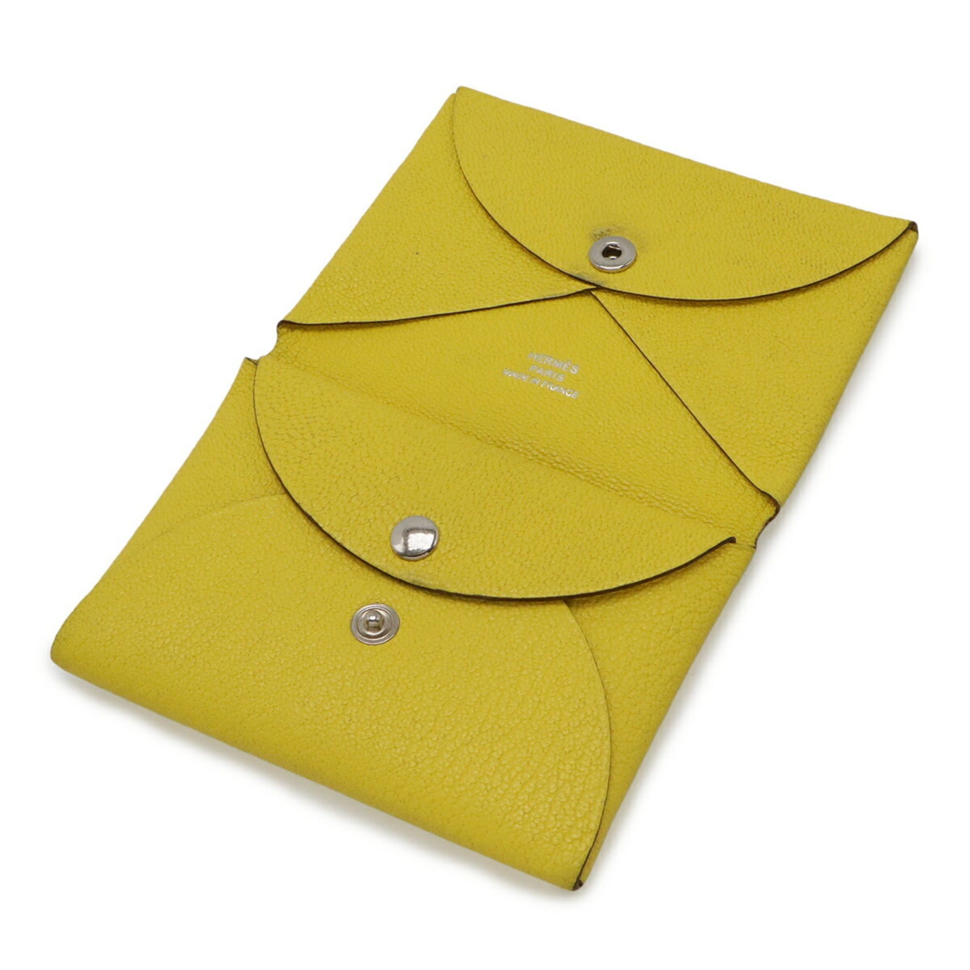 Hermes HERMES Calvi Duo Wallet/Coin Purse, Coin Card Case, Chevre Leather, Jaune Naple Yellow, U Stamp Size ONE SIZE - 5 Thumbnail