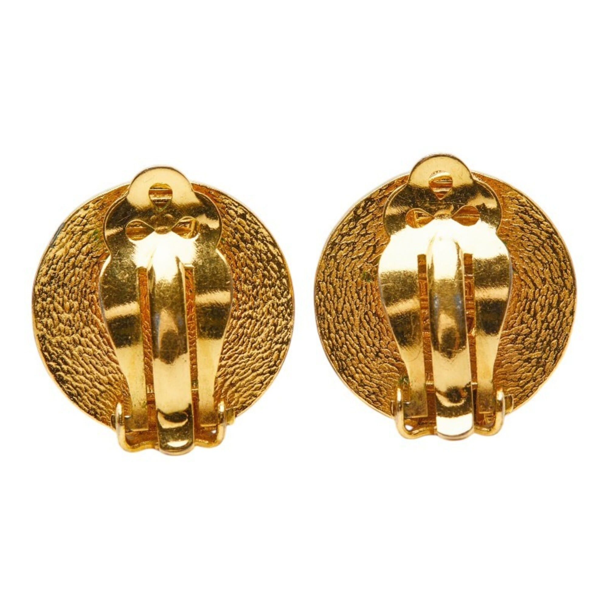 Chanel Chanel Coco Mark Round Circle Vintage Earrings, Gold Beige Plated Resin, Women's CHANEL Size ONE SIZE - 2 Thumbnail