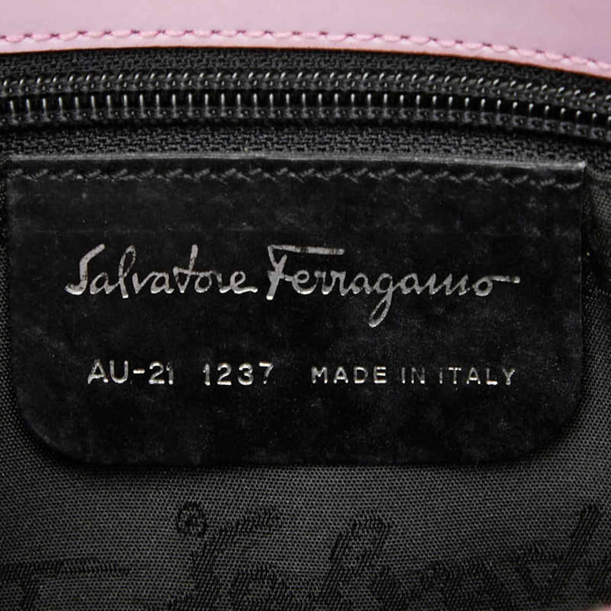 Salvatore Ferragamo Salvatore Ferragamo Tote Bag Shoulder Purple Embossed Leather Women's Size ONE SIZE - 9 Thumbnail