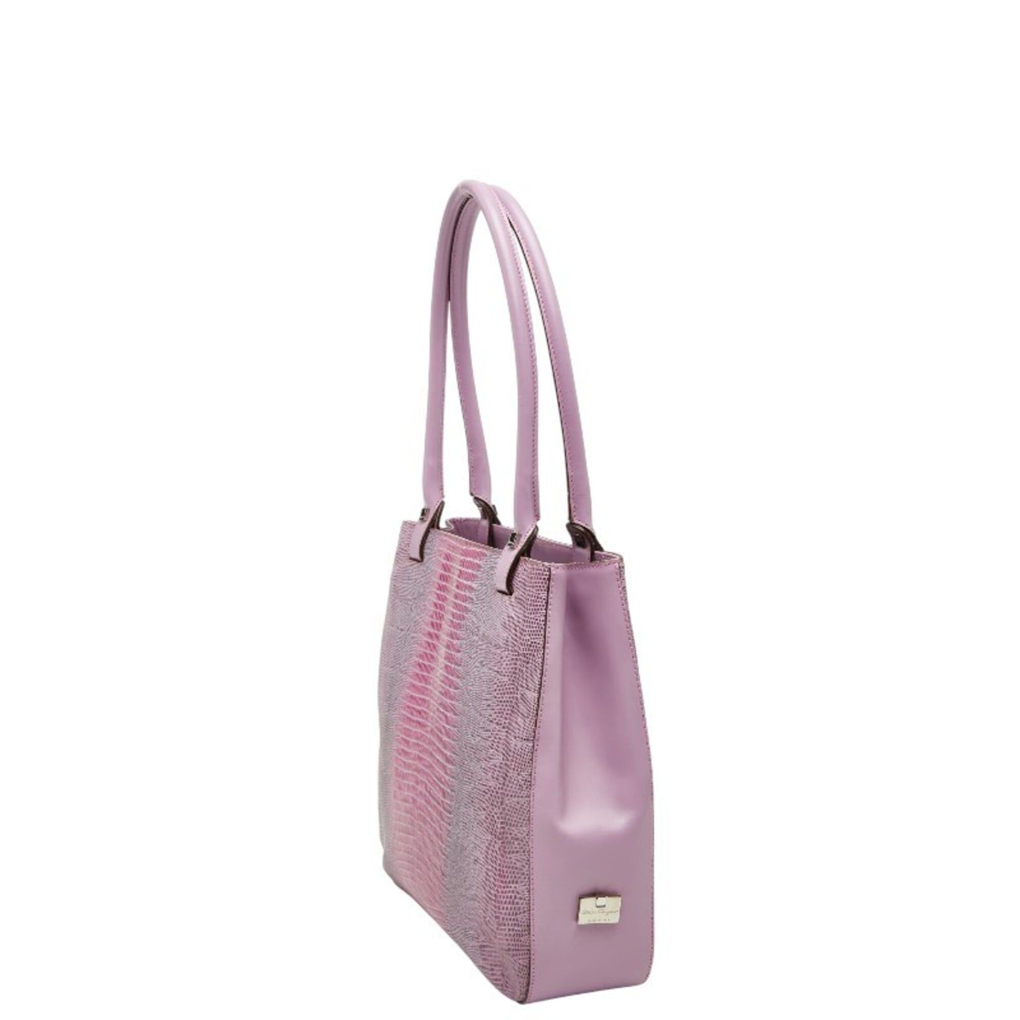 Salvatore Ferragamo Salvatore Ferragamo Tote Bag Shoulder Purple Embossed Leather Women's Size ONE SIZE - 2 Thumbnail