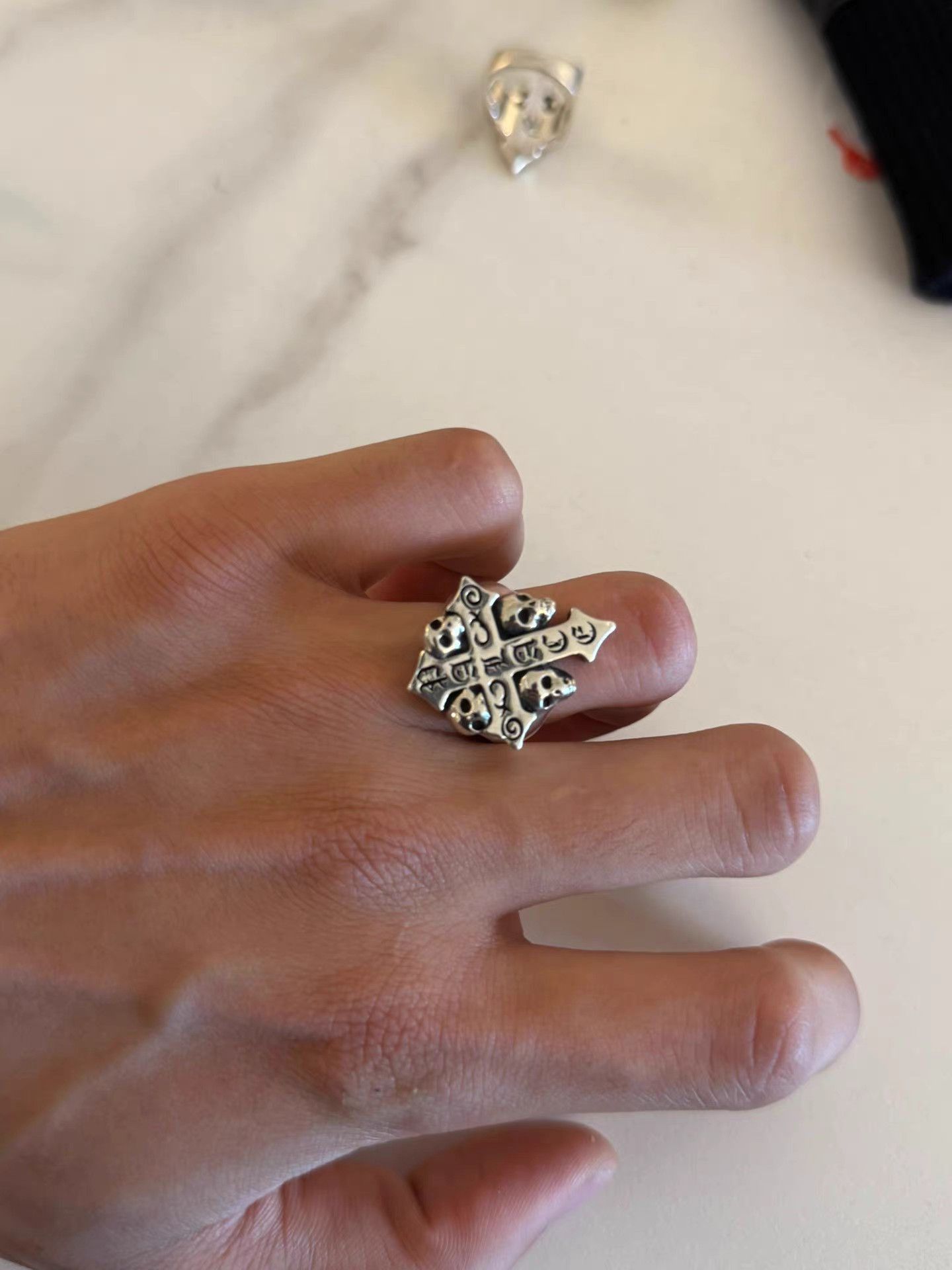 The Great Frog Silver Cross Skull Statement Ring Size ONE SIZE - 3 Thumbnail